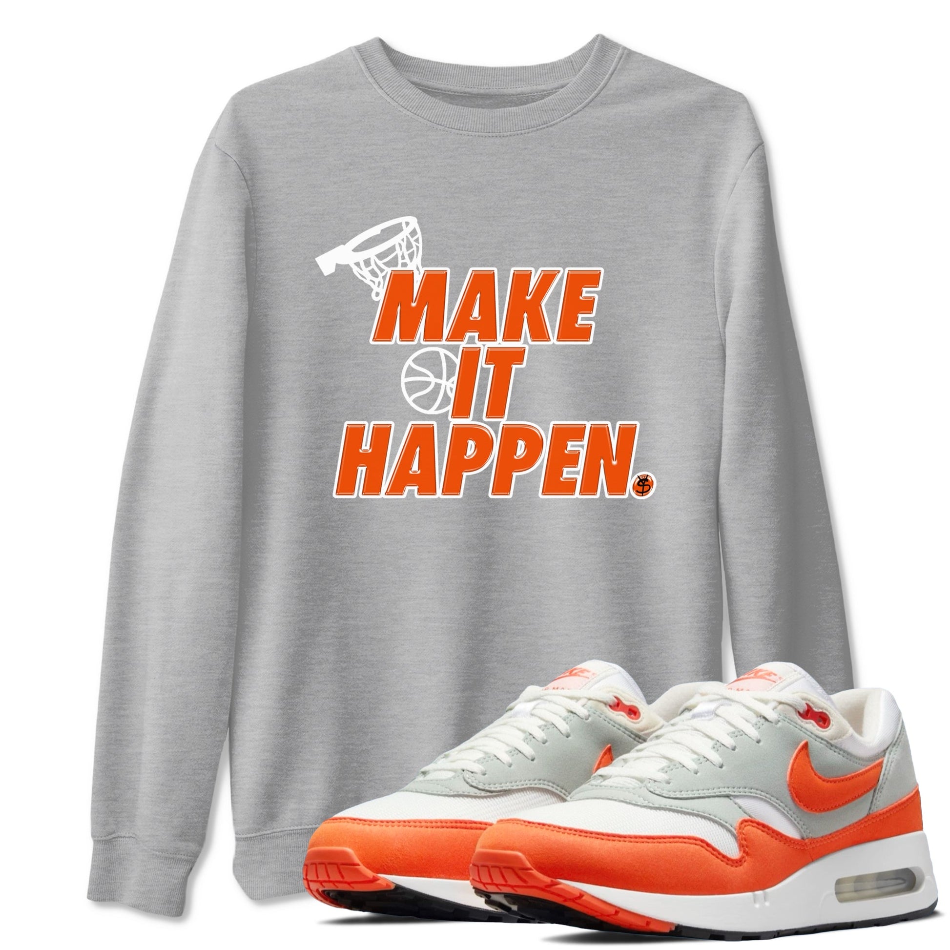Air Max 1 OG '86 'Summit White and Cosmic Clay shirts to match jordans Make It Happen sneaker match tees Air Max 1 Cosmic Clay match shoes to clothes SNRT Sneaker Tees unisex cotton Heather Grey 1 shirts