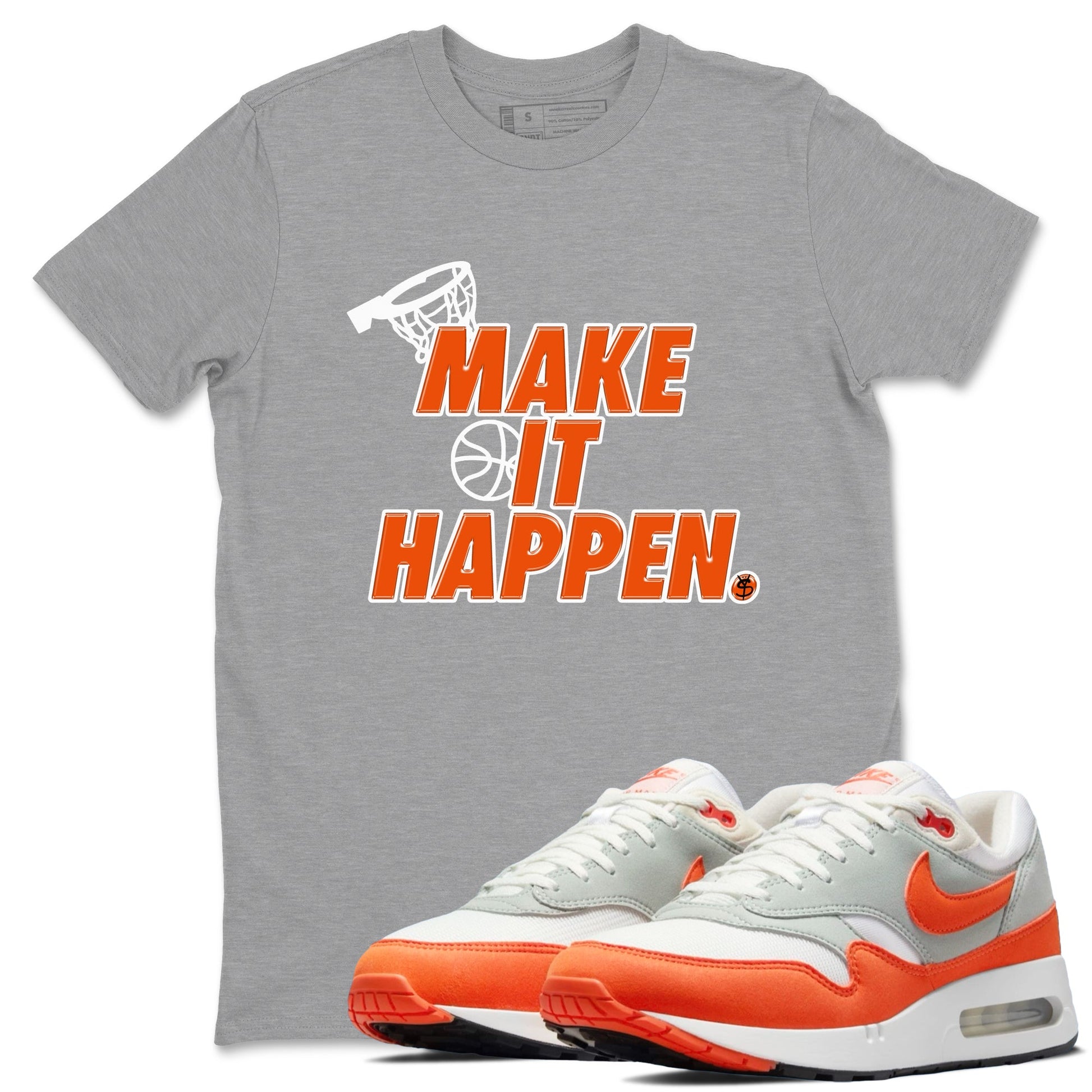 Air Max 1 OG '86 'Summit White and Cosmic Clay shirts to match jordans Make It Happen sneaker match tees Air Max 1 Cosmic Clay match shoes to clothes SNRT Sneaker Tees unisex cotton Heather Grey 1 shirts