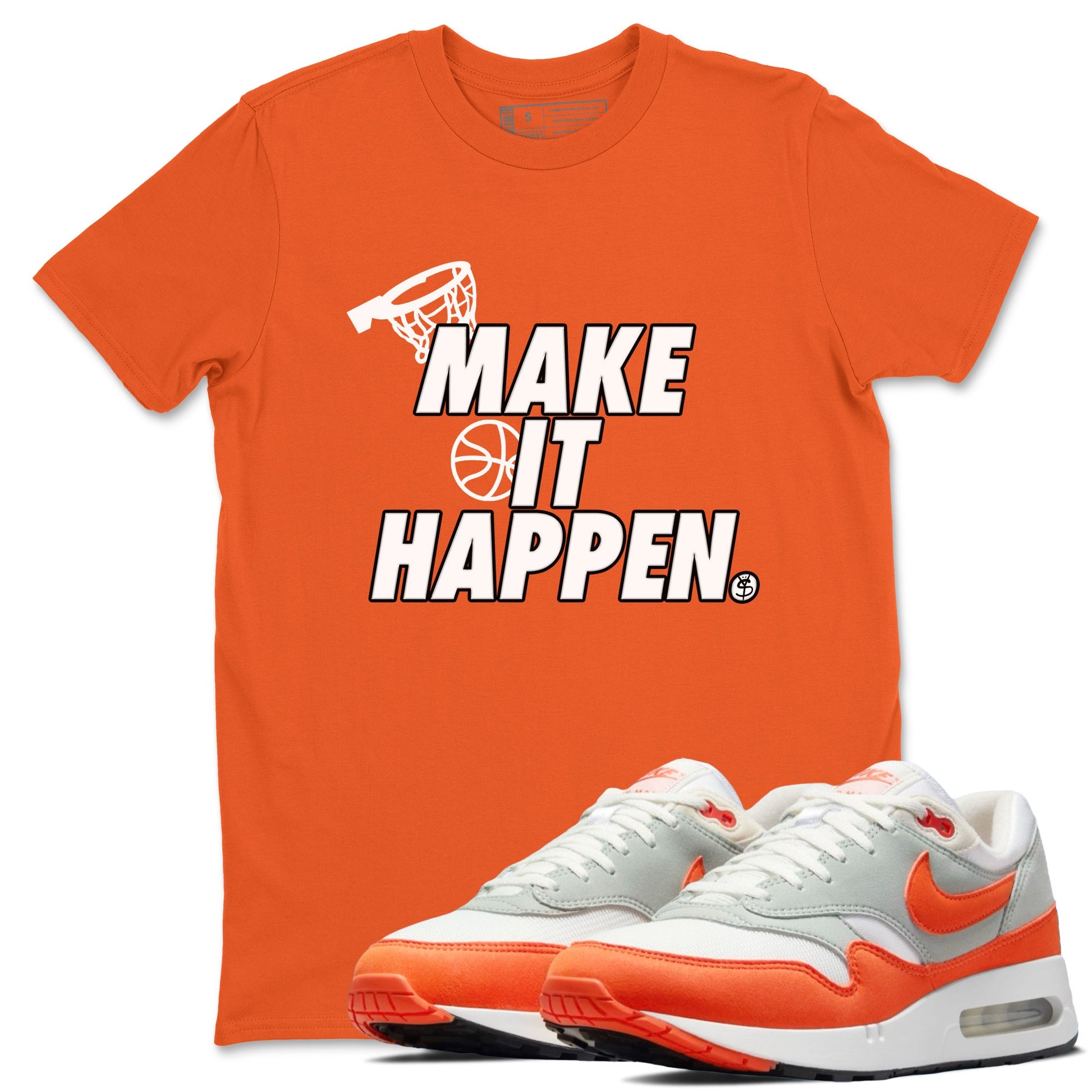 Air Max 1 OG '86 'Summit White and Cosmic Clay shirts to match jordans Make It Happen sneaker match tees Air Max 1 Cosmic Clay match shoes to clothes SNRT Sneaker Tees unisex cotton Orange 1 shirts