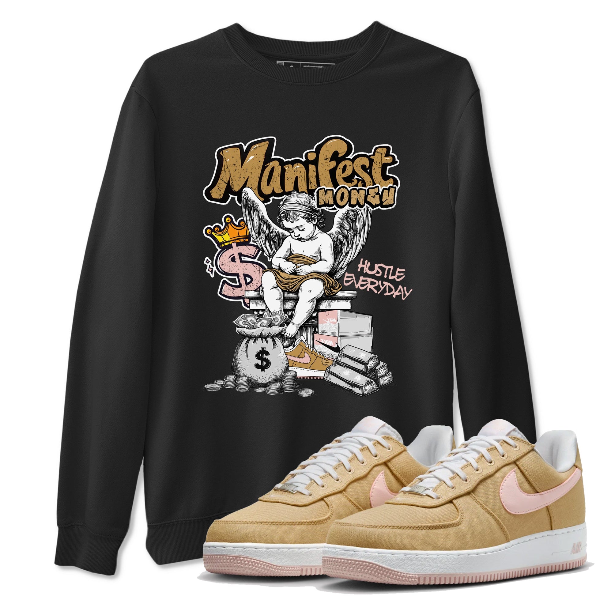 AF1 Linen shirts to match jordans Manifest Money sneaker match tees Air Force 1 Linen match shoes to clothes SNRT Sneaker Tees unisex cotton Black 1 shirts