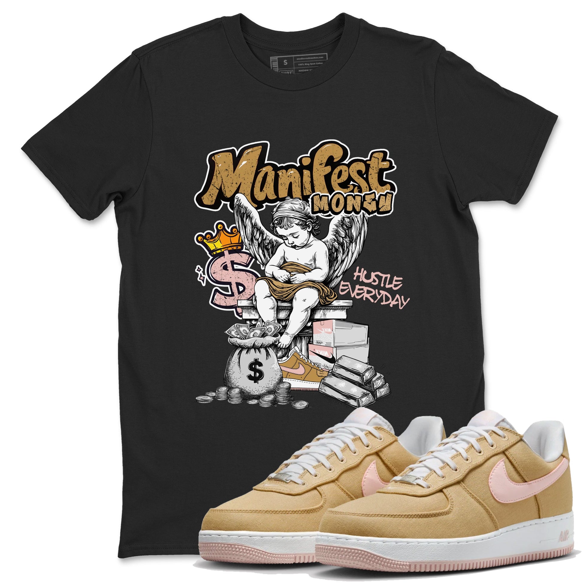 AF1 Linen shirts to match jordans Manifest Money sneaker match tees Air Force 1 Linen match shoes to clothes SNRT Sneaker Tees unisex cotton Black 1 shirts