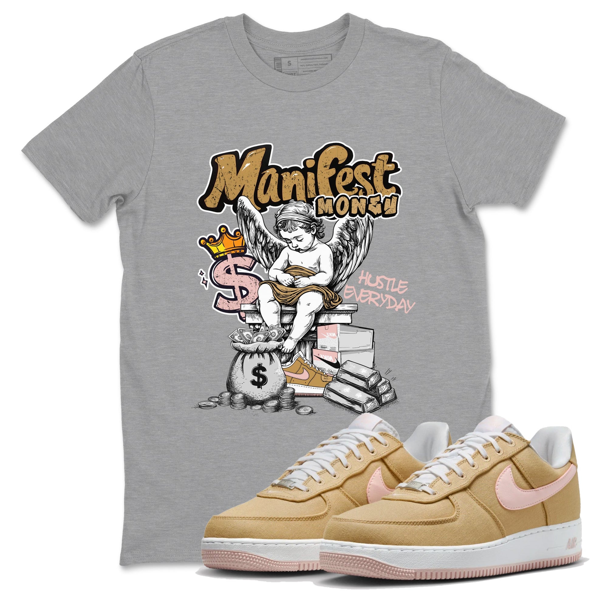 AF1 Linen shirts to match jordans Manifest Money sneaker match tees Air Force 1 Linen match shoes to clothes SNRT Sneaker Tees unisex cotton Heather Grey 1 shirts