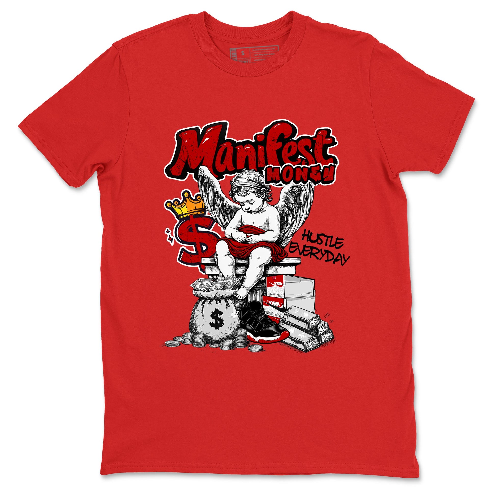 11s Bred shirts to match jordans Manifest Money sneaker match tees Air Jordan 11 Retro Bred match shoes to clothes SNRT Sneaker Tees unisex cotton Red 2 shirts