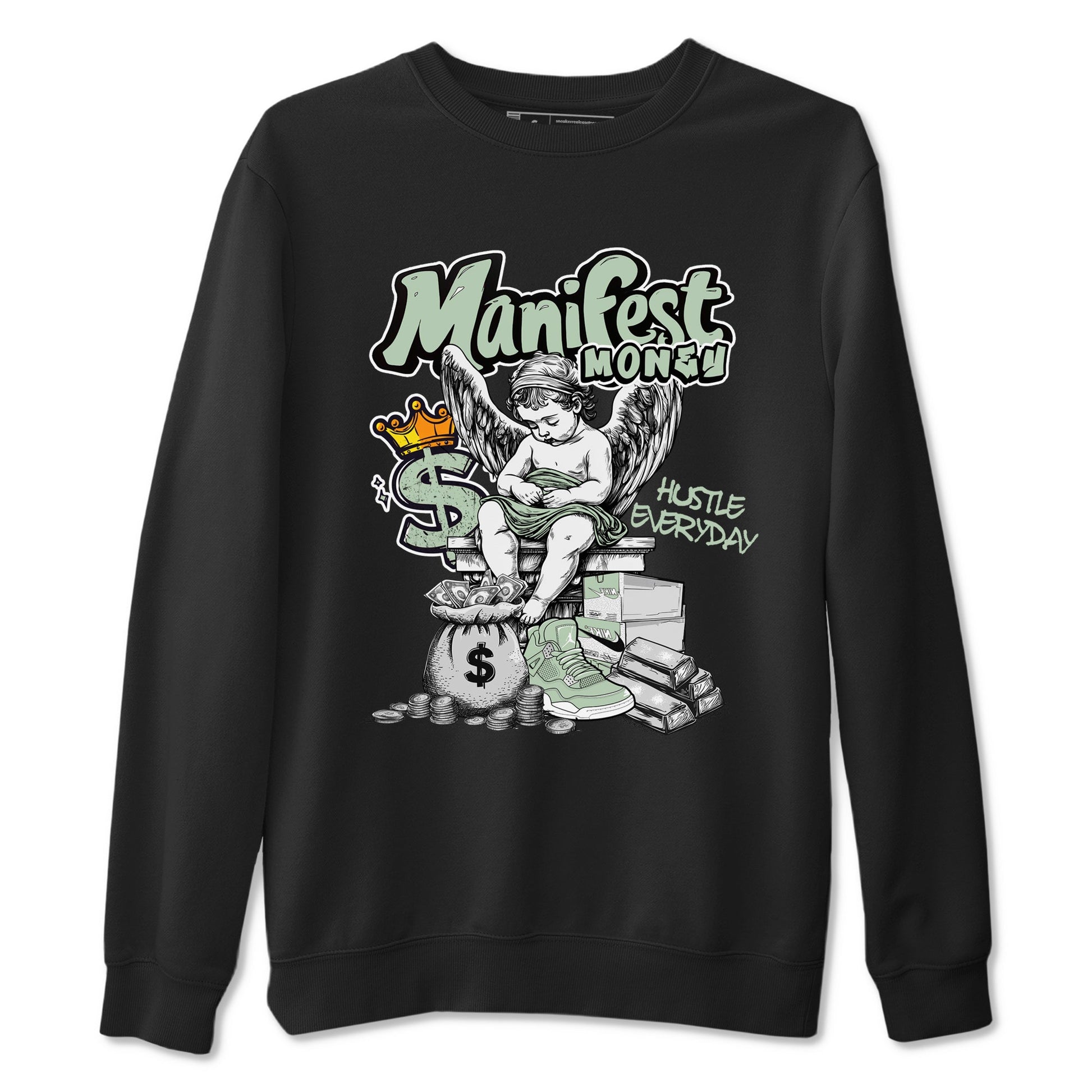 4s Abundance shirts to match jordans Manifest Money sneaker match tees Air Jordan 4 Seafoam match shoes to clothes SNRT Sneaker Tees unisex cotton Black 2 shirts