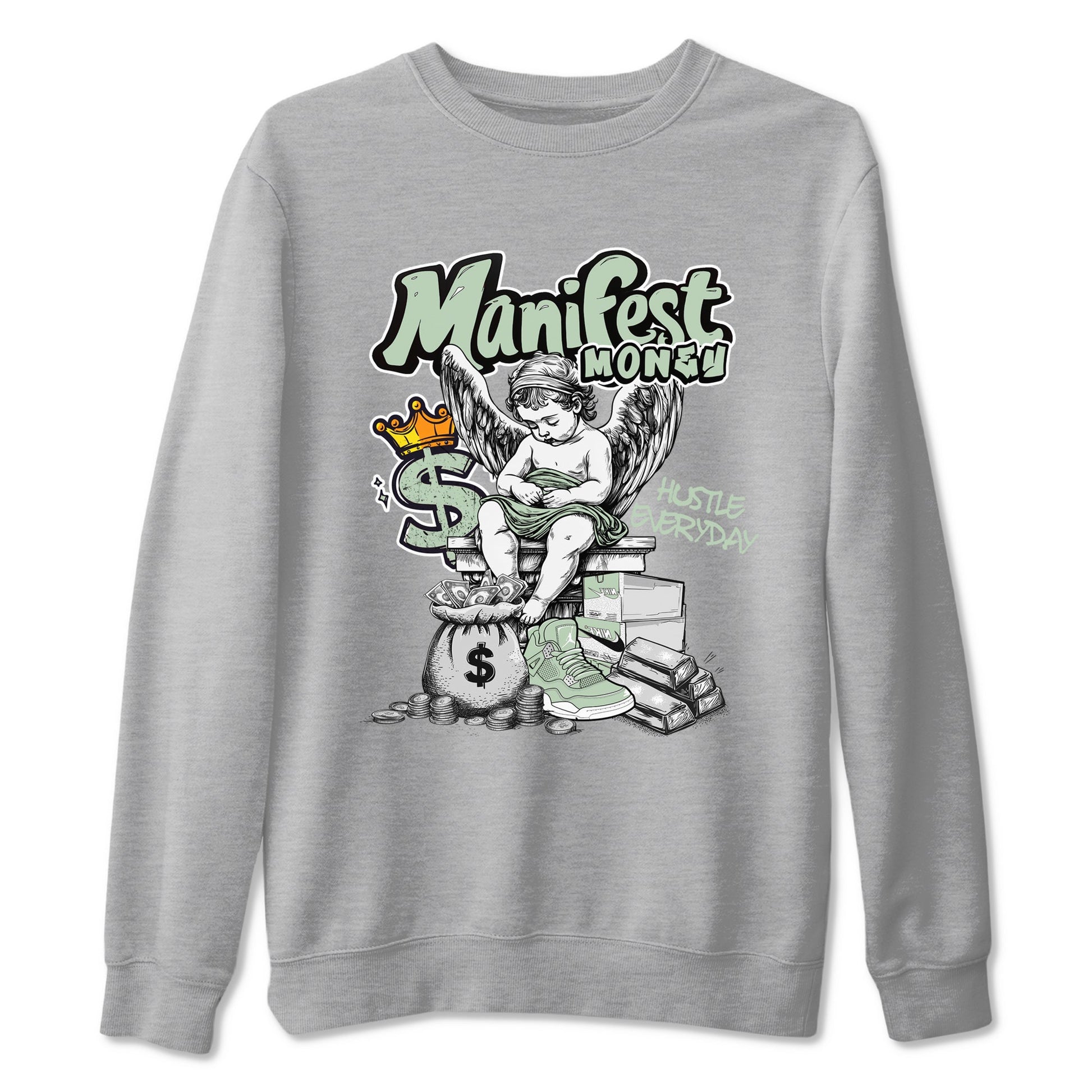 4s Abundance shirts to match jordans Manifest Money sneaker match tees Air Jordan 4 Seafoam match shoes to clothes SNRT Sneaker Tees unisex cotton Heather Grey 2 shirts