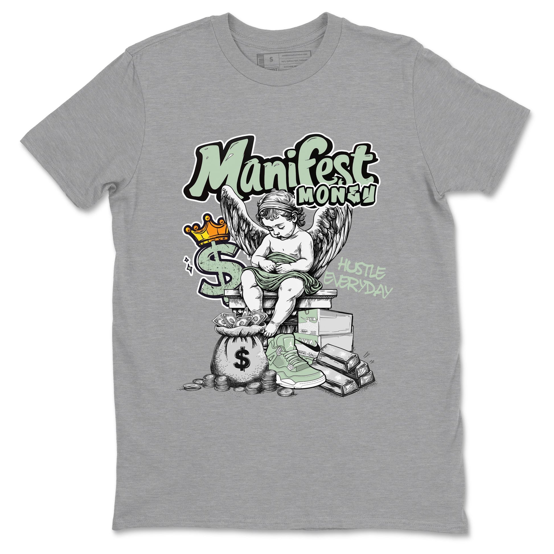 4s Abundance shirts to match jordans Manifest Money sneaker match tees Air Jordan 4 Seafoam match shoes to clothes SNRT Sneaker Tees unisex cotton Heather Grey 2 shirts