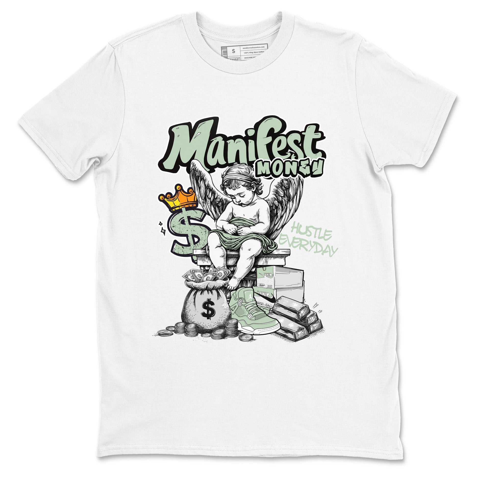 4s Abundance shirts to match jordans Manifest Money sneaker match tees Air Jordan 4 Seafoam match shoes to clothes SNRT Sneaker Tees unisex cotton White 2 shirts