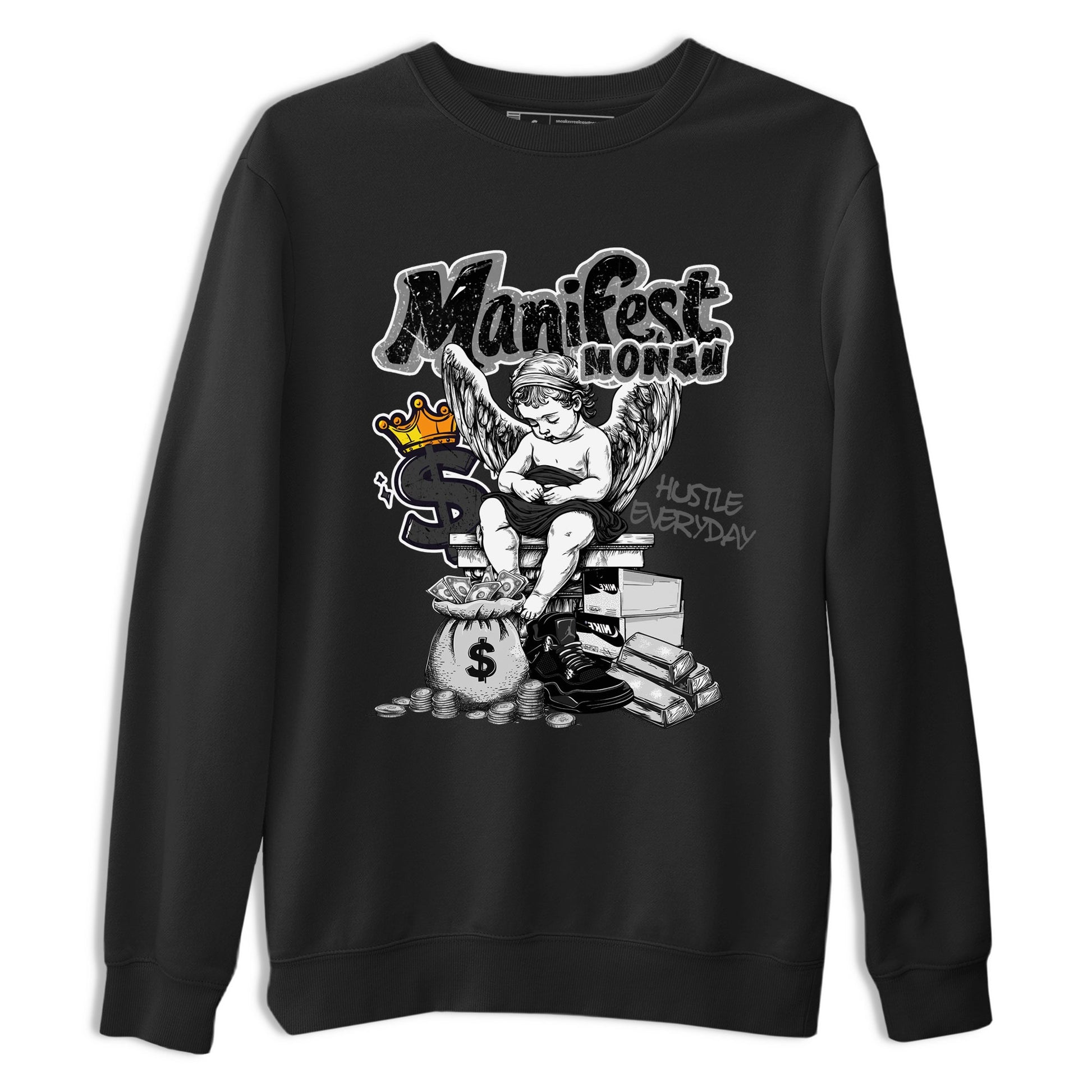 Sneaker match tees – Sneaker Tees To Match Air Jordan 4 Black Cat Shoes – Manifest Money Tee Black 2