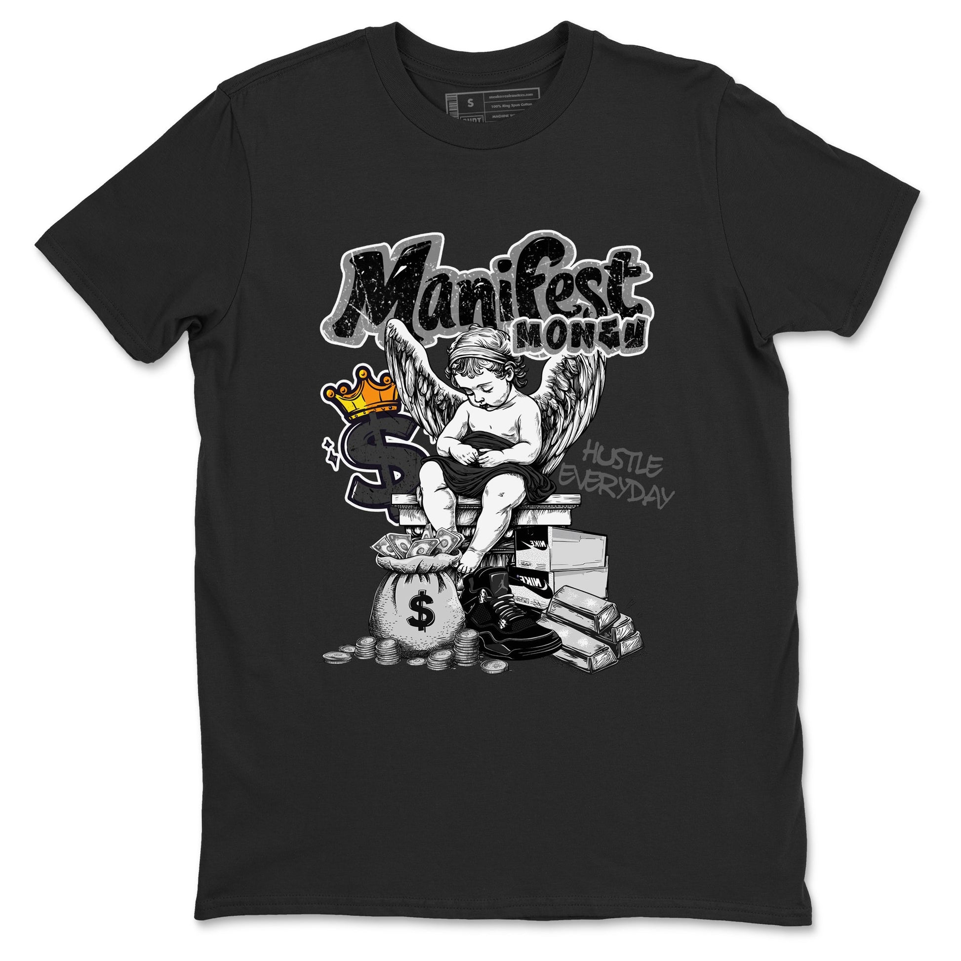 Sneaker match tees – Sneaker Tees To Match Air Jordan 4 Black Cat Shoes – Manifest Money Tee Black 2