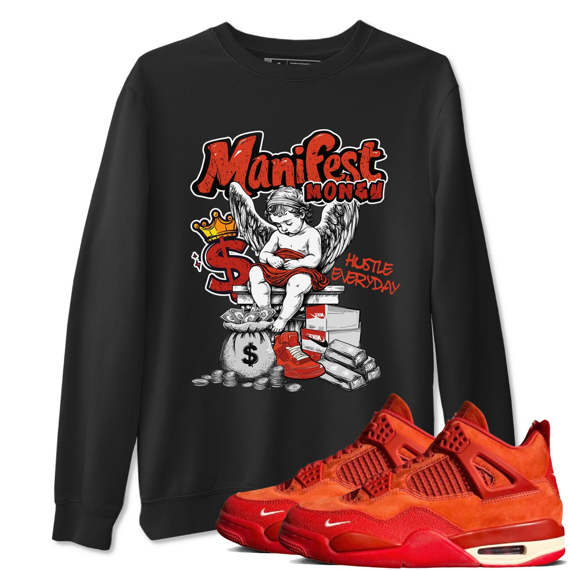 4s Brick By Brick shirts to match jordans Manifest Money best t shirts to wear with jordans Nigel Sylvester x Air Jordan 4 Brick by Brick match shoes to clothes SNRT Sneaker Tees unisex cotton Black 1 shirts