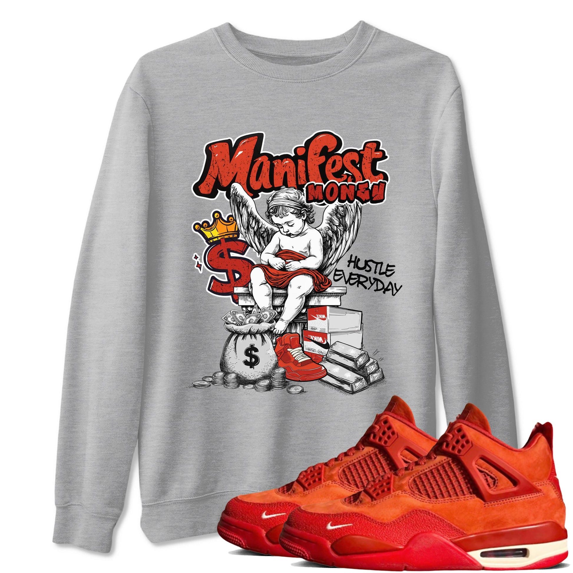 4s Brick By Brick shirts to match jordans Manifest Money best t shirts to wear with jordans Nigel Sylvester x Air Jordan 4 Brick by Brick match shoes to clothes SNRT Sneaker Tees unisex cotton Heather Grey 1 shirts