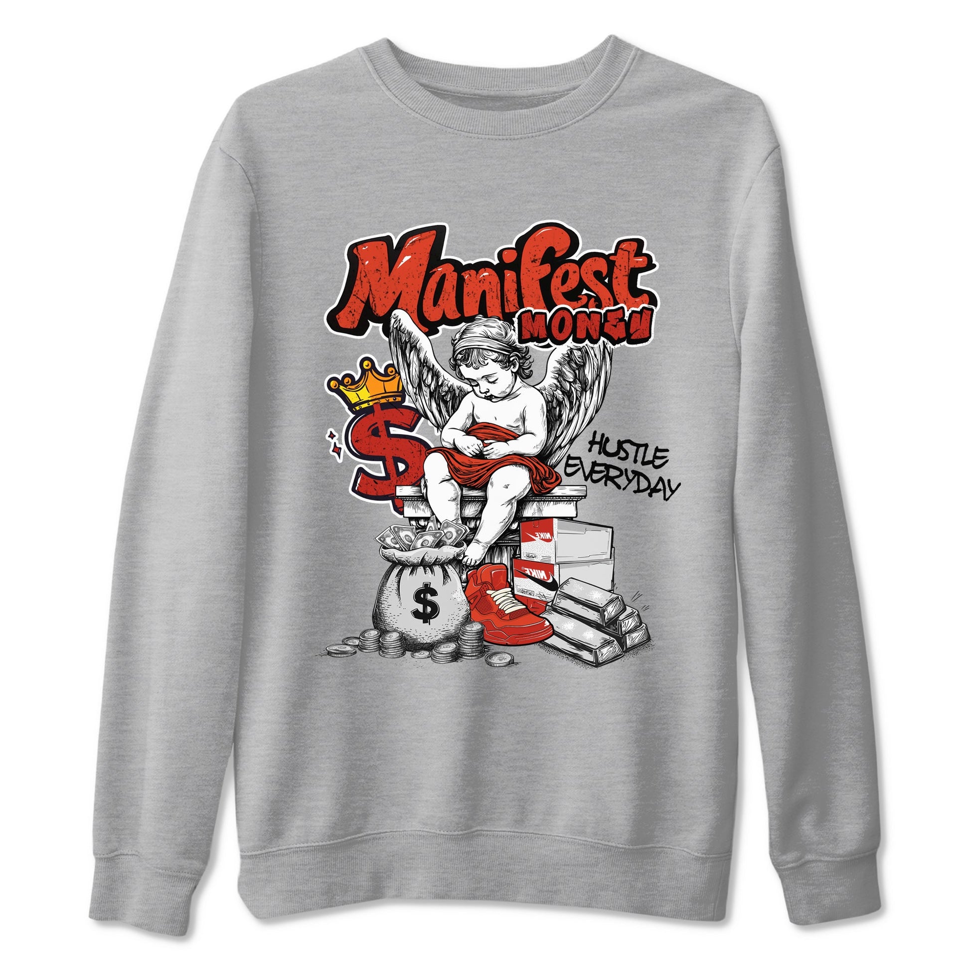 4s Brick By Brick shirts to match jordans Manifest Money best t shirts to wear with jordans Nigel Sylvester x Air Jordan 4 Brick by Brick match shoes to clothes SNRT Sneaker Tees unisex cotton Heather Grey 2 shirts