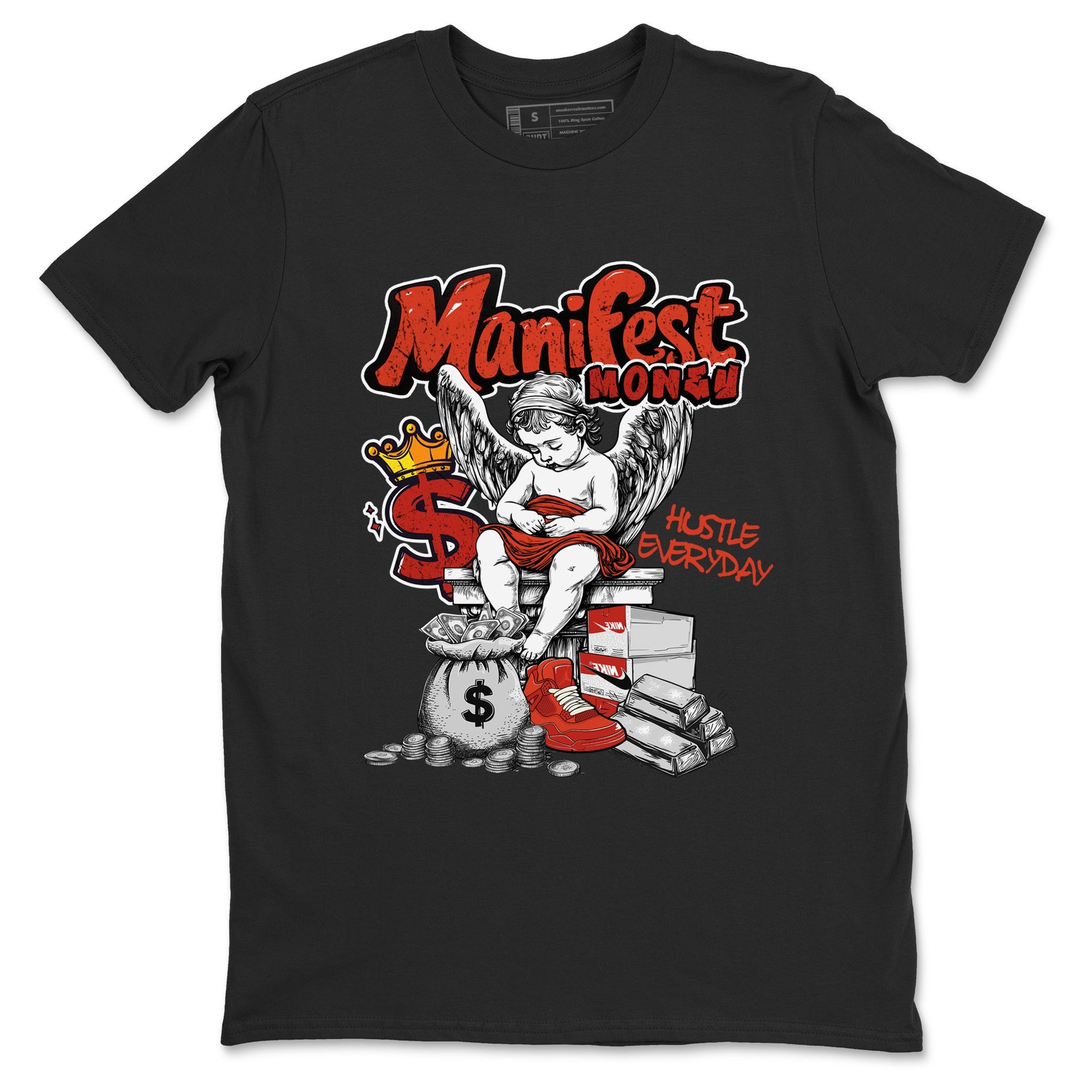 4s Brick By Brick shirts to match jordans Manifest Money best t shirts to wear with jordans Nigel Sylvester x Air Jordan 4 Brick by Brick match shoes to clothes SNRT Sneaker Tees unisex cotton Black 2 shirts