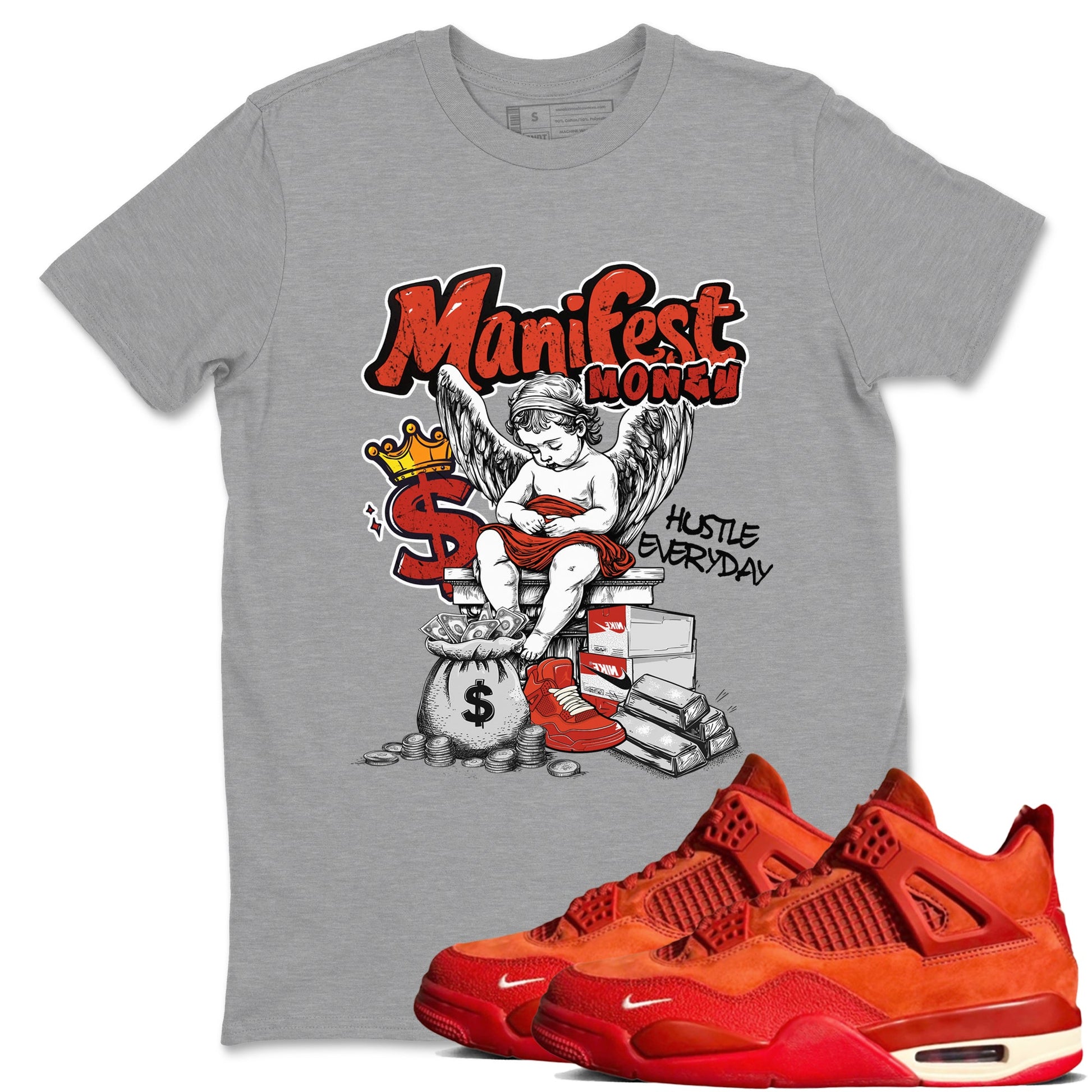 4s Brick By Brick shirts to match jordans Manifest Money best t shirts to wear with jordans Nigel Sylvester x Air Jordan 4 Brick by Brick match shoes to clothes SNRT Sneaker Tees unisex cotton Heather Grey 1 shirts