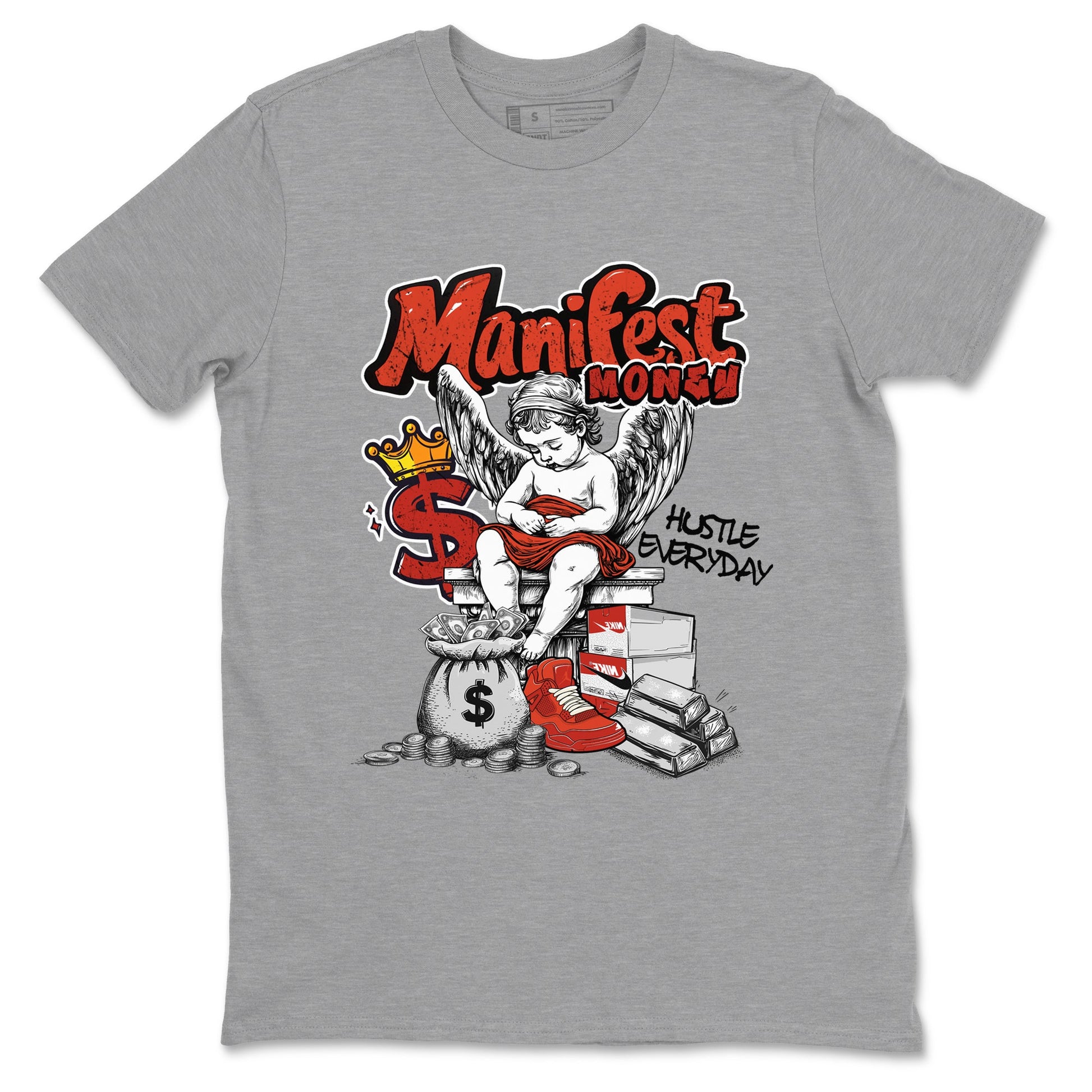 4s Brick By Brick shirts to match jordans Manifest Money best t shirts to wear with jordans Nigel Sylvester x Air Jordan 4 Brick by Brick match shoes to clothes SNRT Sneaker Tees unisex cotton Heather Grey 2 shirts