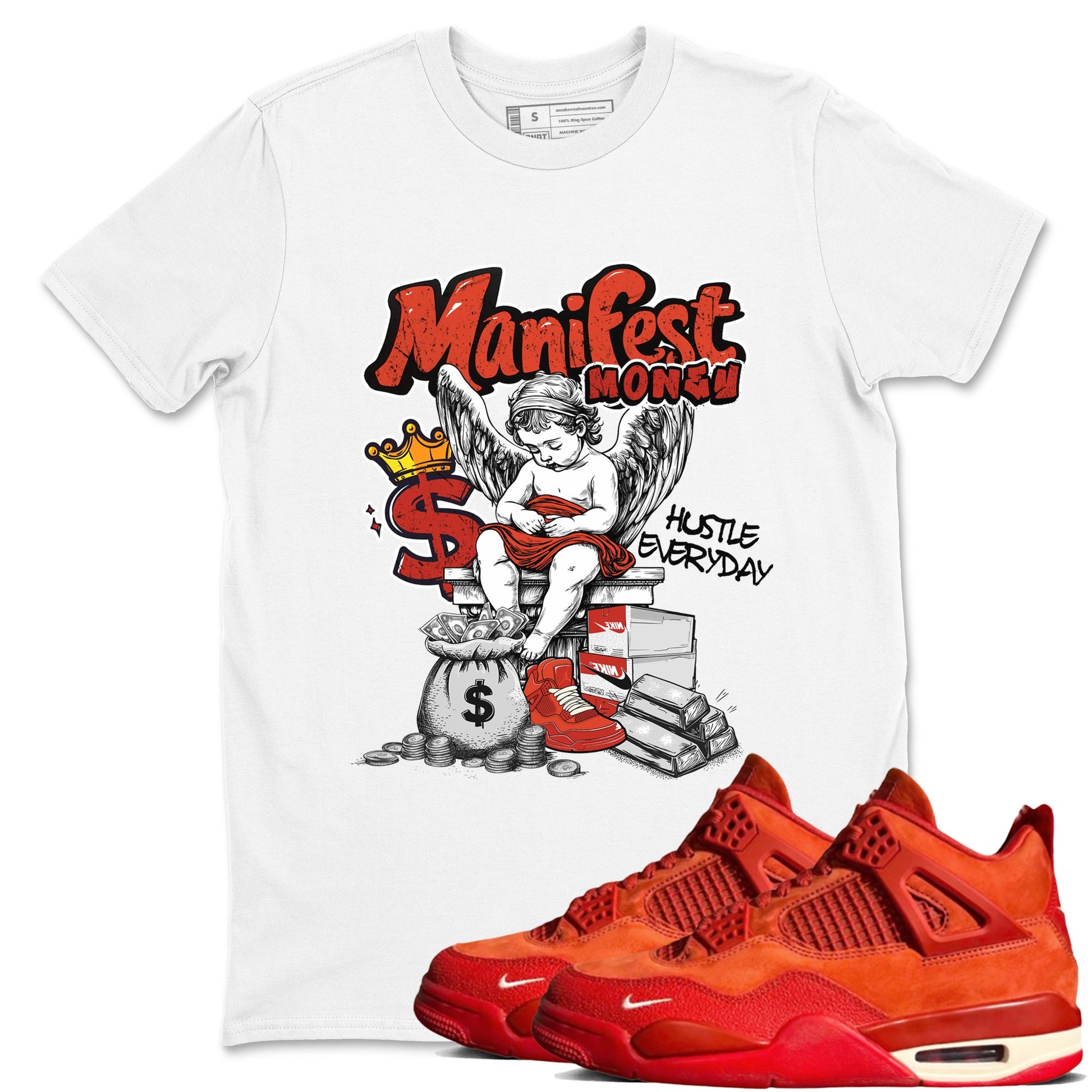 4s Brick By Brick shirts to match jordans Manifest Money best t shirts to wear with jordans Nigel Sylvester x Air Jordan 4 Brick by Brick match shoes to clothes SNRT Sneaker Tees unisex cotton White 1 shirts