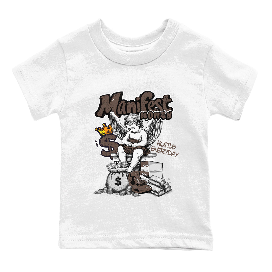 Sneaker match tees – Sneaker Tees To Match Air Jordan 4 Cave Stone Shoes – Manifest Money Kids T-Shirt White 2