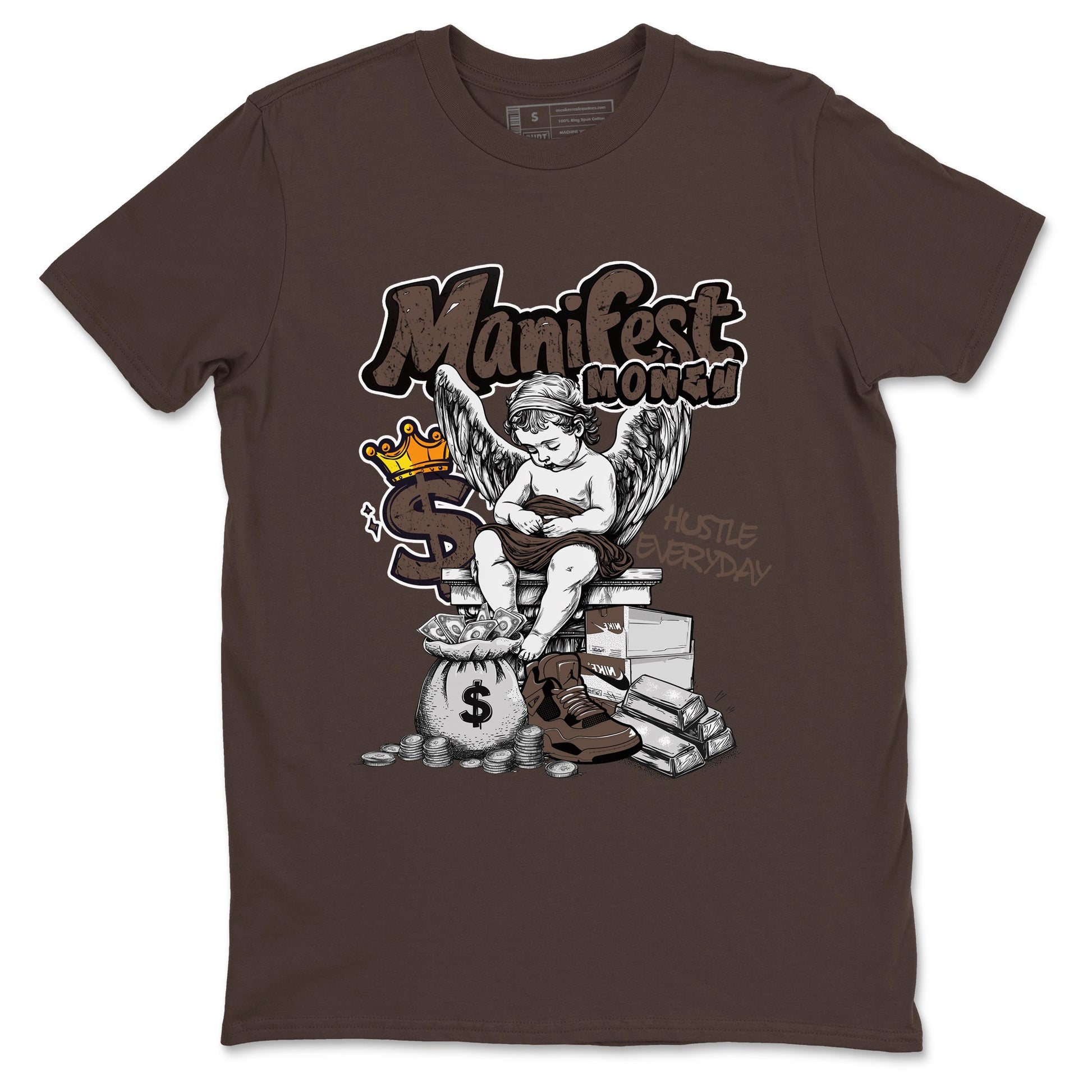 Sneaker match tees – Sneaker Tees To Match Air Jordan 4 Cave Stone Shoes – Manifest Money Tee Dark Chocolate 2