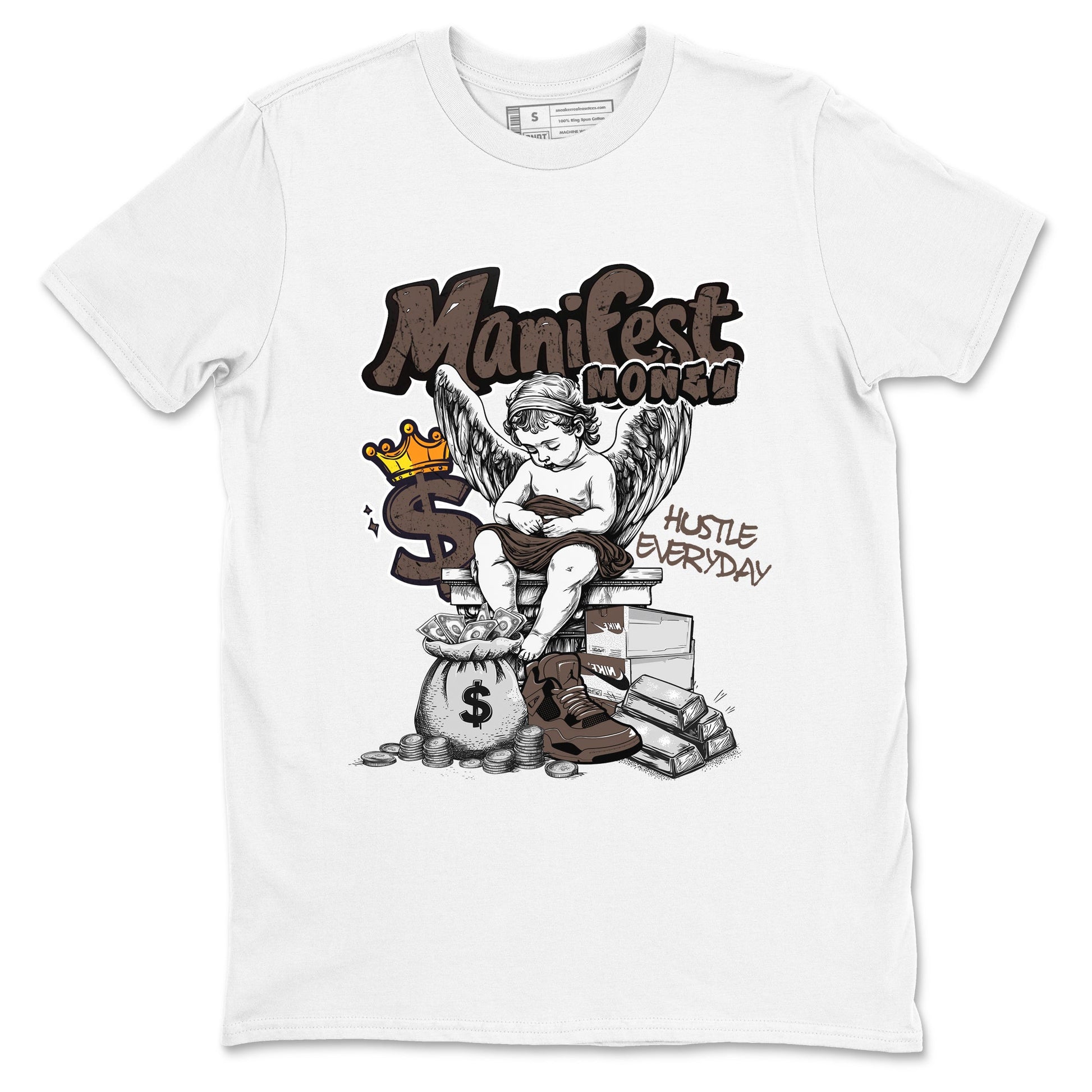 Sneaker match tees – Sneaker Tees To Match Air Jordan 4 Cave Stone Shoes – Manifest Money Tee White 2