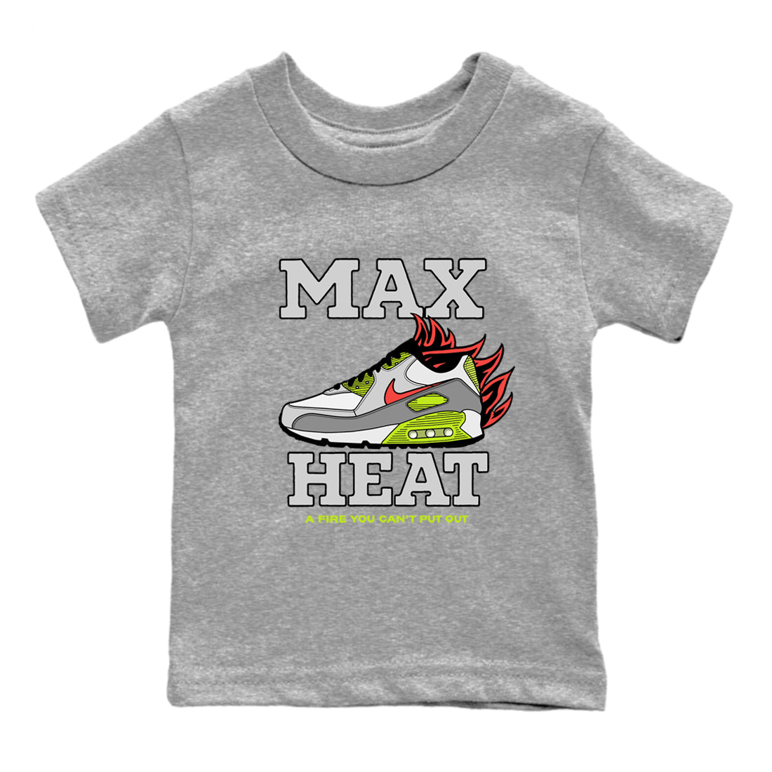 Sneaker Threads – Sneaker Tees To Match Air Max 90 Spruce Aura and Ghost Green – Max Heat Youth Graphic Tee Heather Grey 2. Perfect for Jordan releases 2025 colorways.