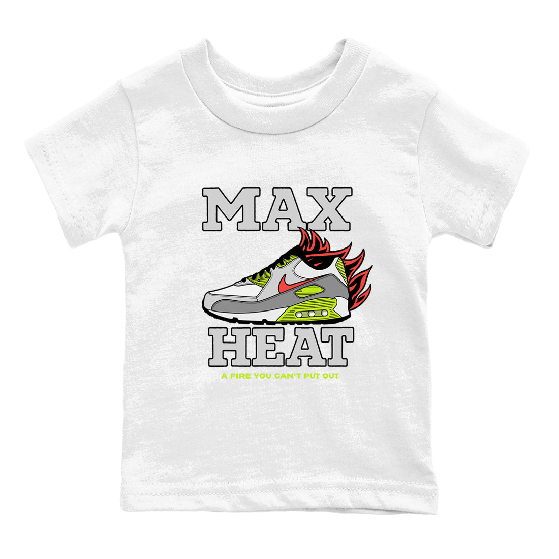 Sneaker Threads – Sneaker Tees To Match Air Max 90 Spruce Aura and Ghost Green – Max Heat Youth Graphic Tee White 2. Perfect for Jordan releases 2025 colorways.
