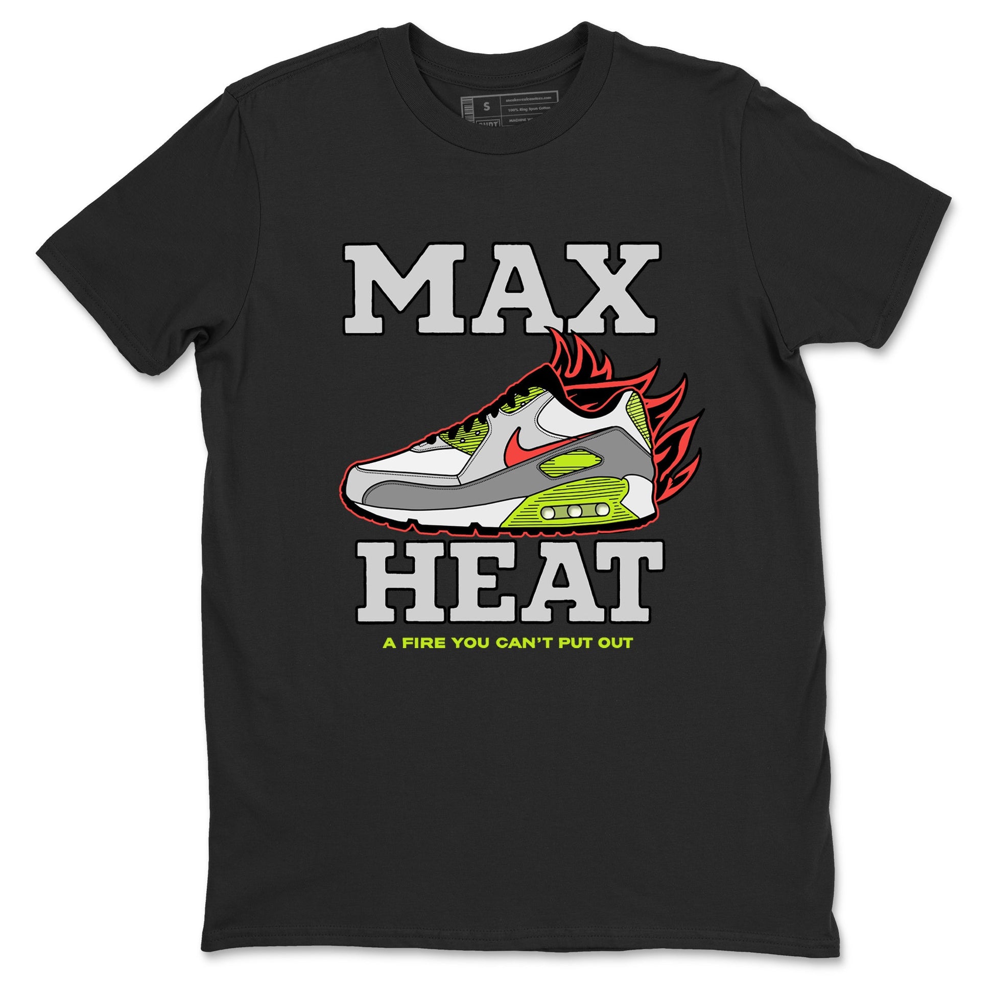 Sneaker Threads – Sneaker Tees To Match Air Max 90 Spruce Aura and Ghost Green – Max Heat Graphic Tee Black 2. Perfect for Jordan releases 2025 colorways.