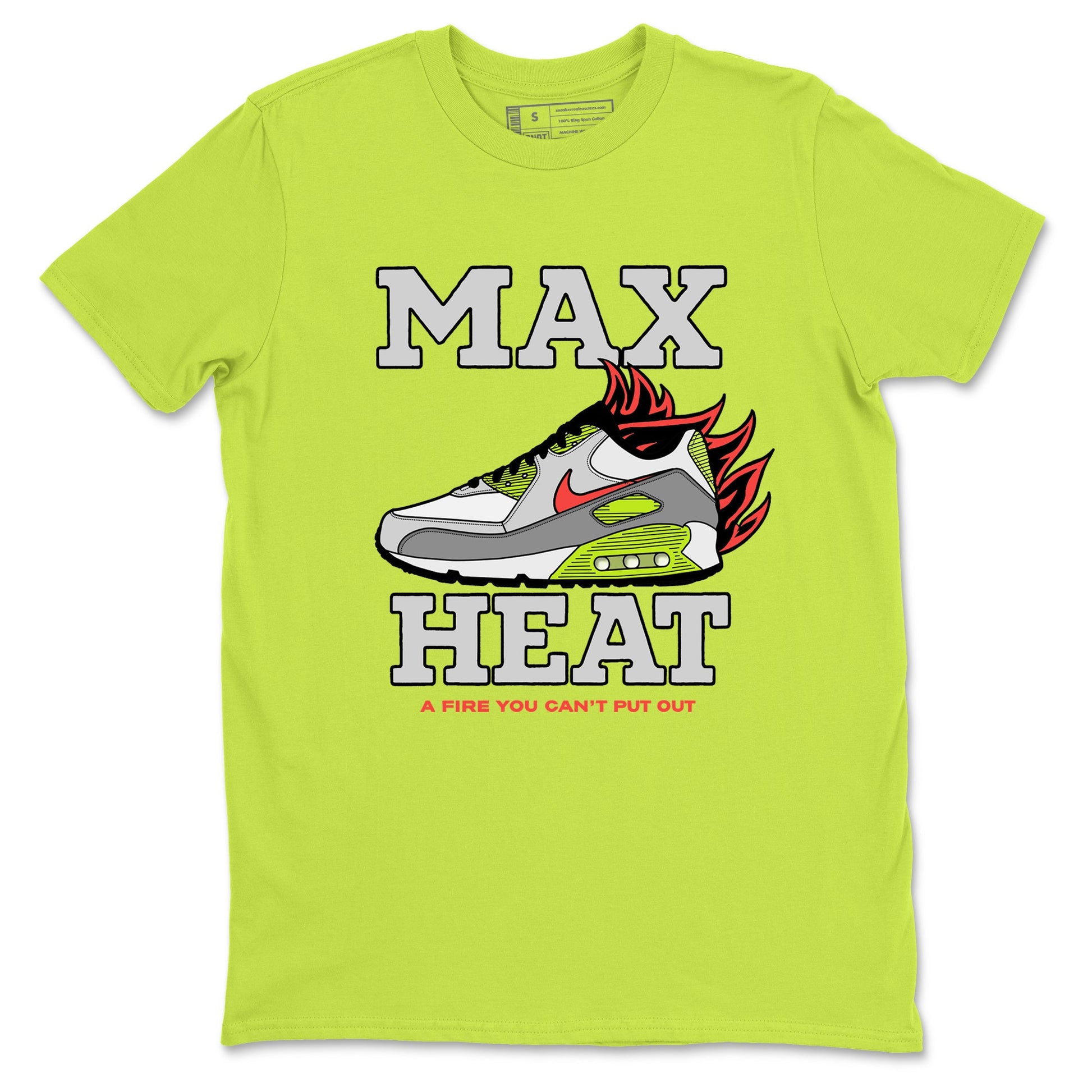 Sneaker Threads – Sneaker Tees To Match Air Max 90 Spruce Aura and Ghost Green – Max Heat Graphic Tee Safety Green 2. Perfect for Jordan releases 2025 colorways.