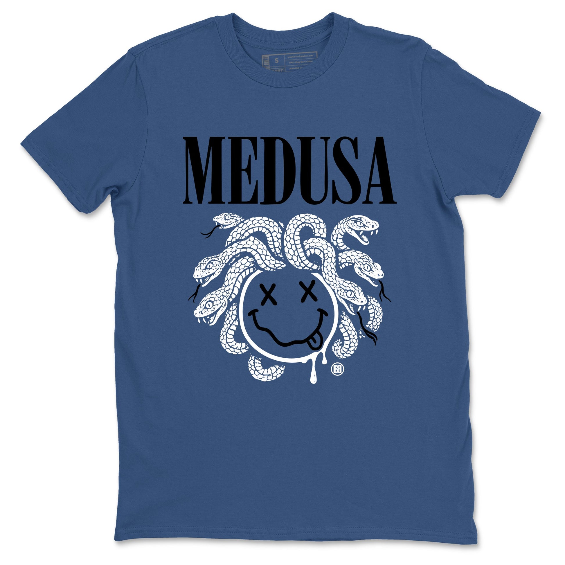 Sneaker match tees – Sneaker Tees To Match Air Jordan 1 x Travis Scott x Fragment Shoes – Medusa Drip Tee Denim Blue 2