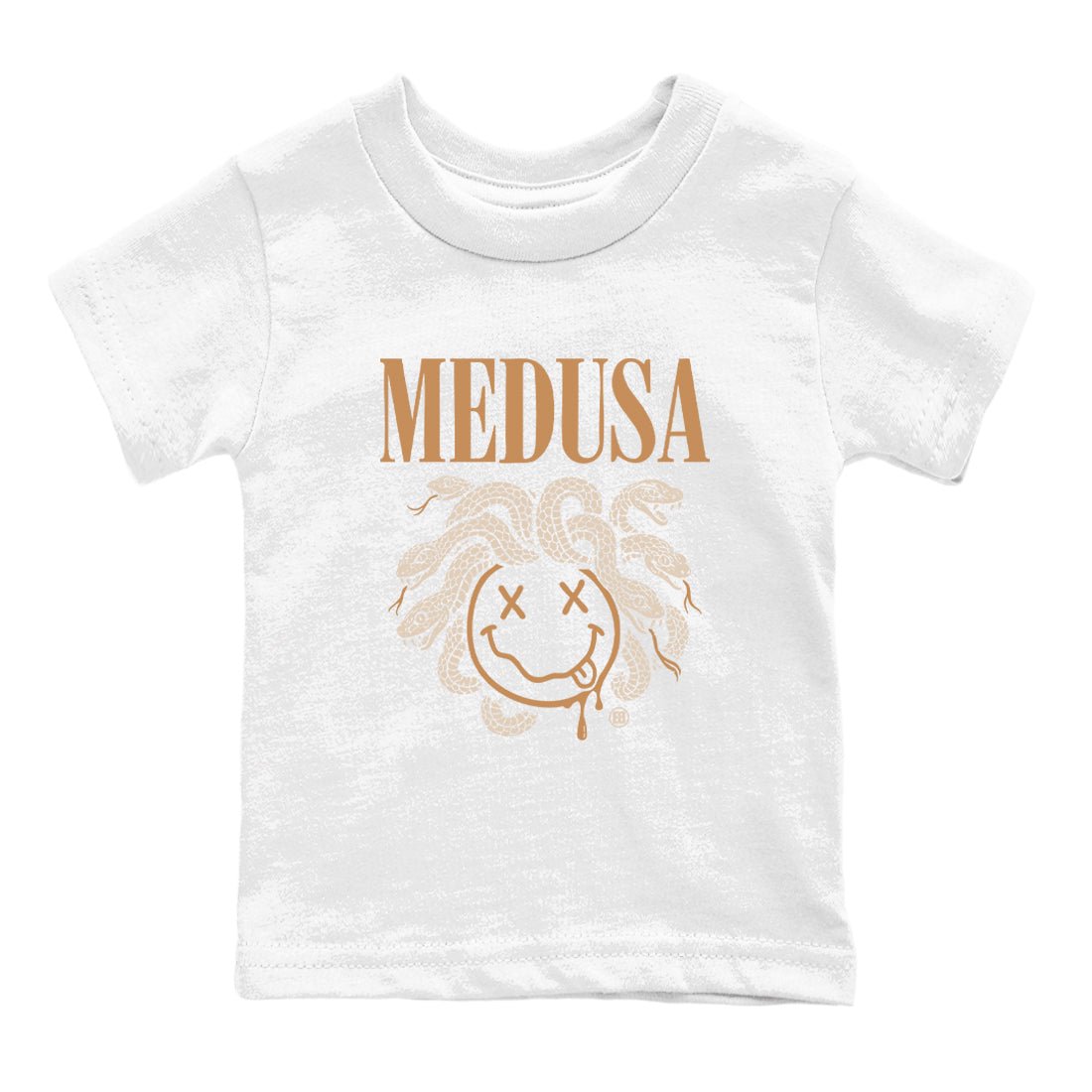 Sneaker match tees – Sneaker Tees To Match Air Jordan 3 Champagne and Oysters Shoes – Medusa Drip Kids T-Shirt White 2