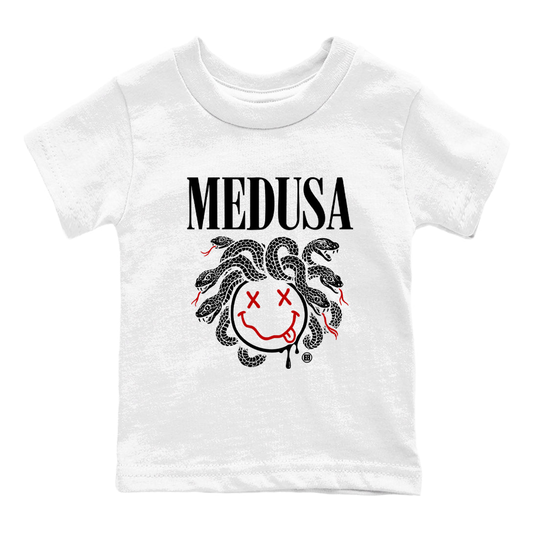5s Retro Fire Red Sneaker match tees – Sneaker Tees To Match Jordan 5 Fire Red Shoes – Medusa Drip Kids T-Shirt White 2