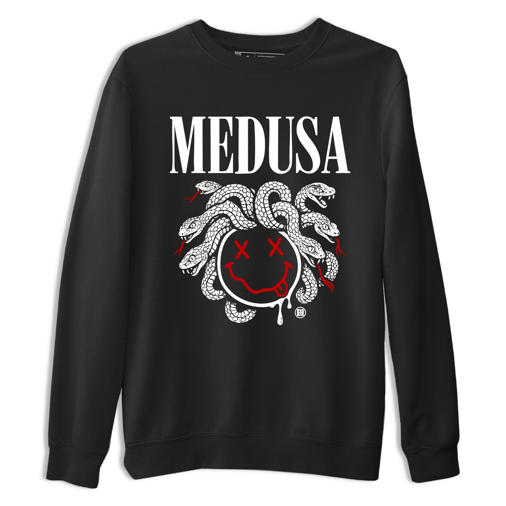 5s Retro Fire Red Sneaker match tees – Sneaker Tees To Match Jordan 5 Fire Red Shoes – Medusa Drip Tee Black 2