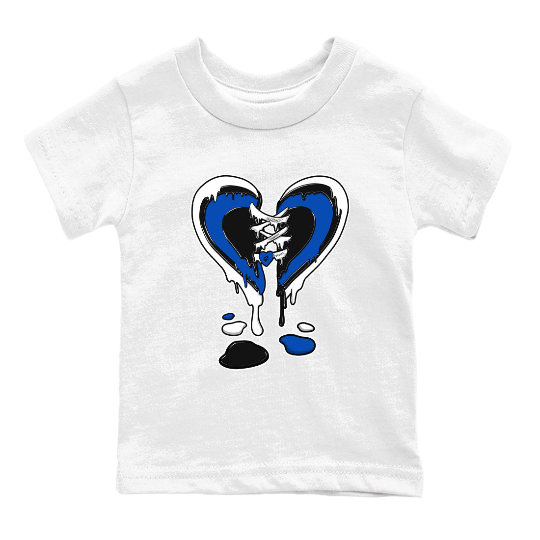 1s Game Royal shirts to match jordans Melting Heart sneaker match tees Air Jordan 1 Retro Low OG Game Royal match shoes to clothes SNRT Sneaker Tees Youth Baby White 2 tee