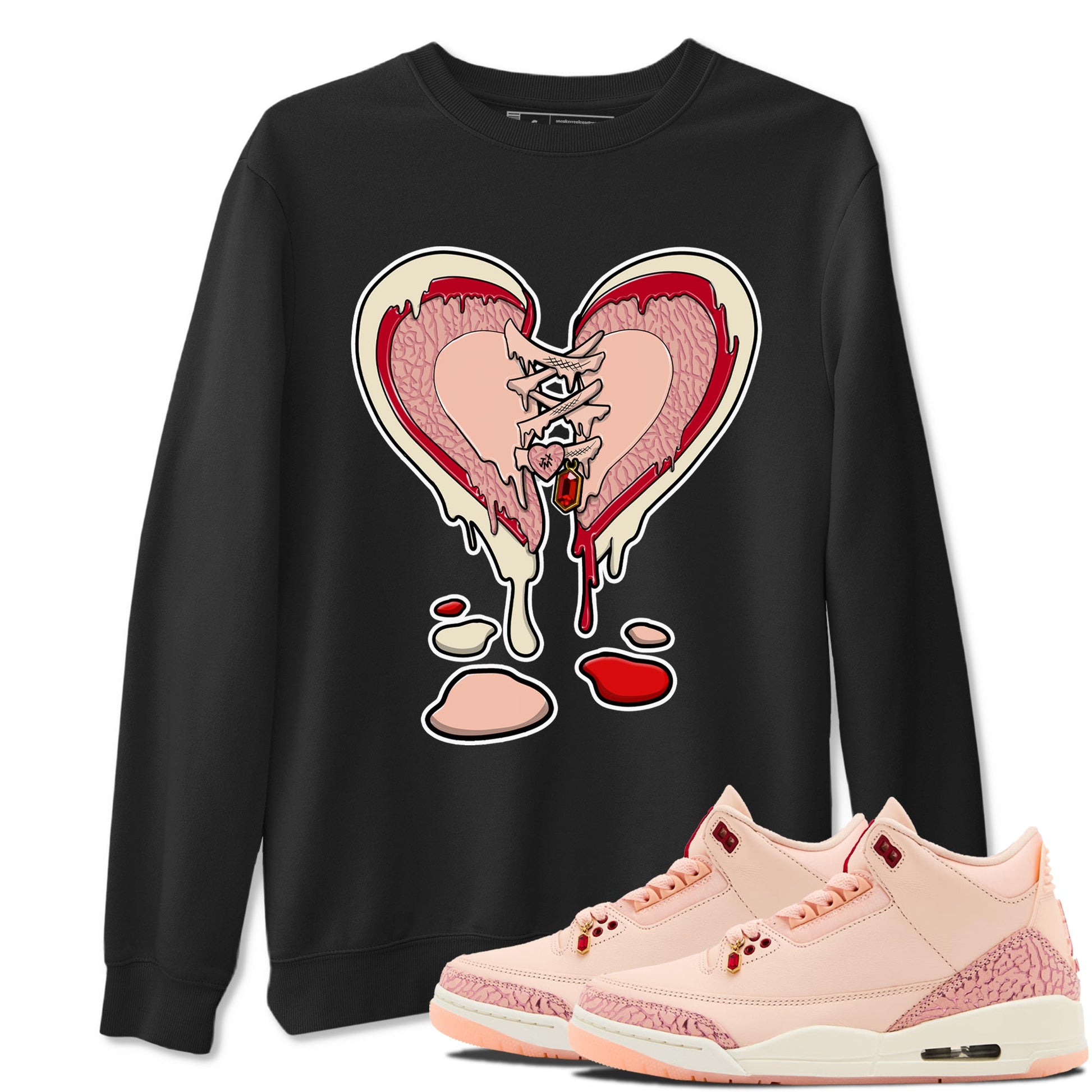 3s Valentines Day tee to match jordans Melting Heart sneaker match tees Air Jordan 3 "Treat Yourself" Washed Coral special Valentine's Day Gift SNRT Sneaker Tees Graphic Tee Black 1 shirts