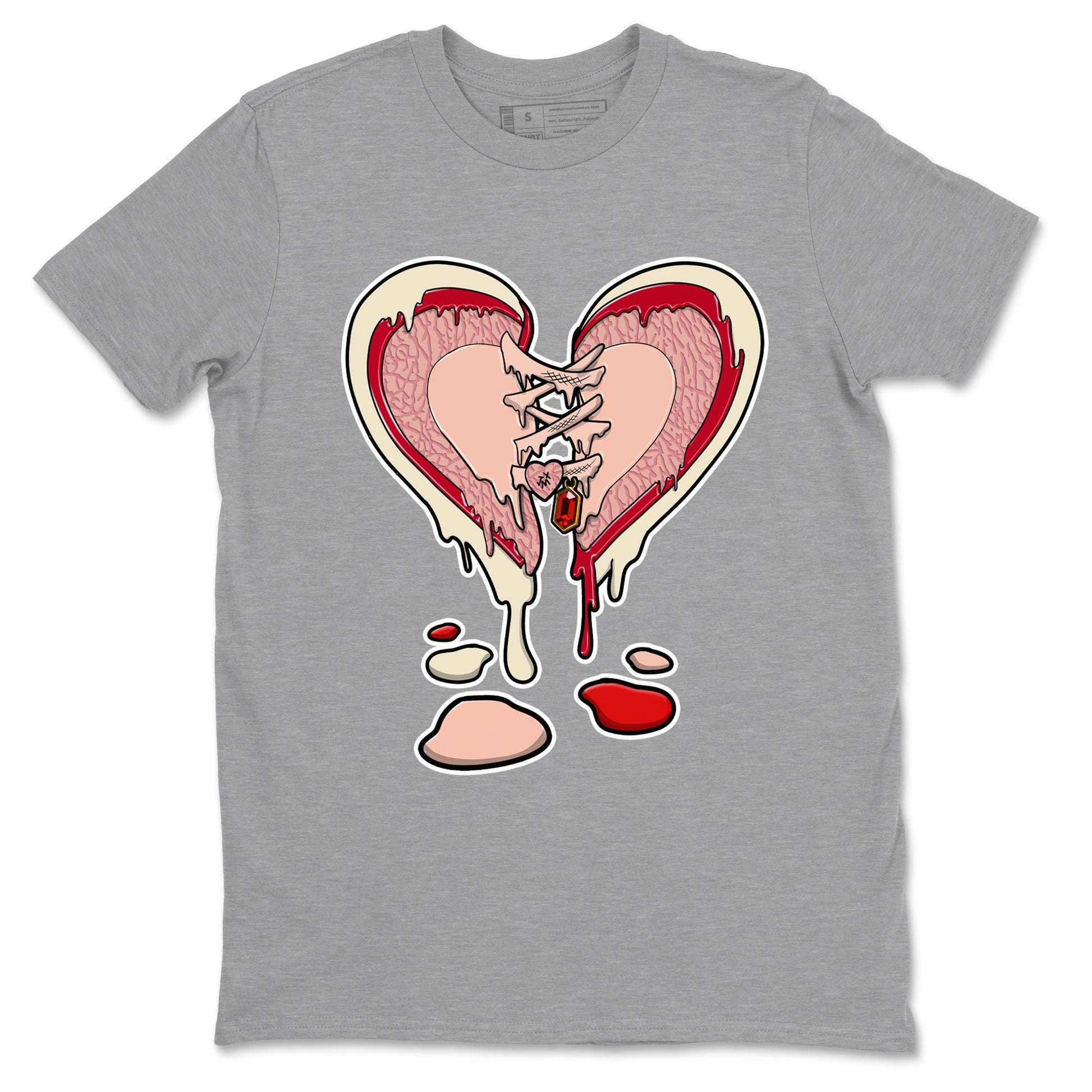 3s Valentines Day tee to match jordans Melting Heart sneaker match tees Air Jordan 3 "Treat Yourself" Washed Coral special Valentine's Day Gift SNRT Sneaker Tees Graphic Tee Heather Grey 2 shirts