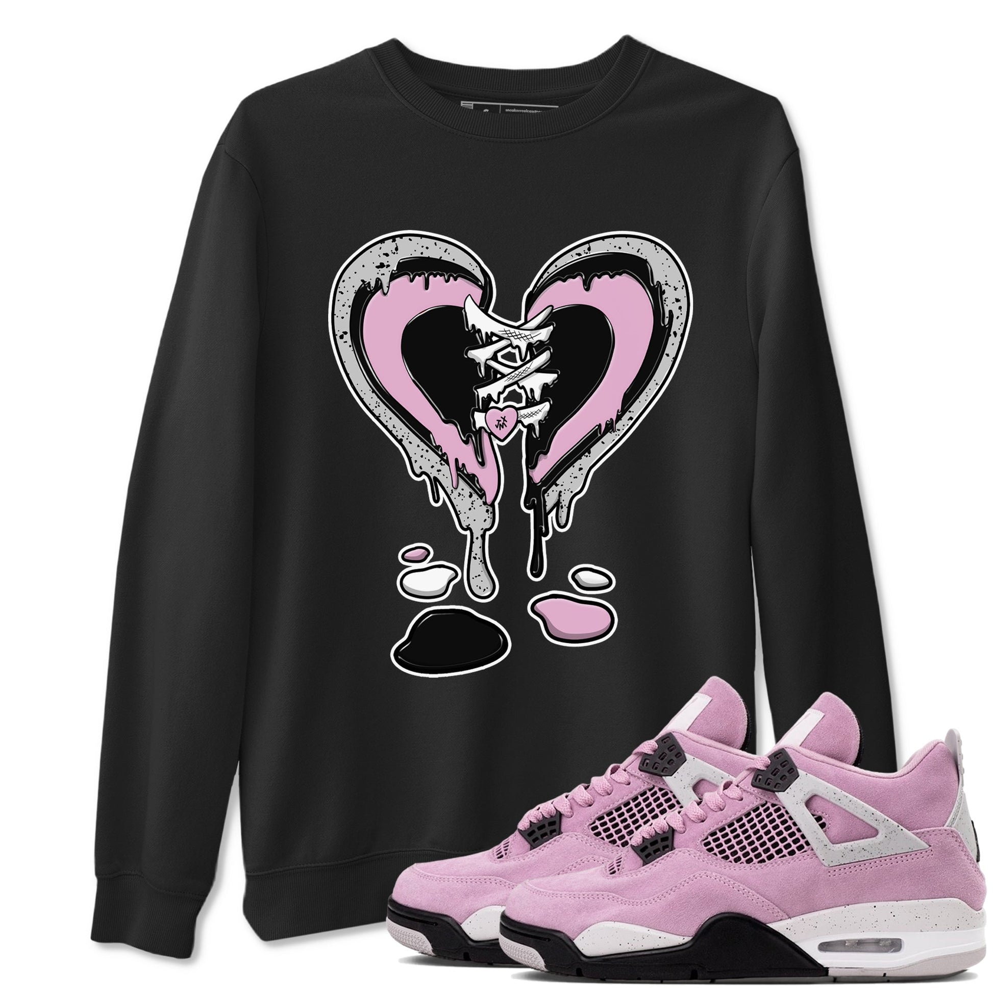 4s Retro Orchid shirts to match jordans Melting Heart sneaker match tees Air Jordan 4 WMNS Orchid match shoes to clothes SNRT Sneaker Tees unisex cotton Black 1 shirts