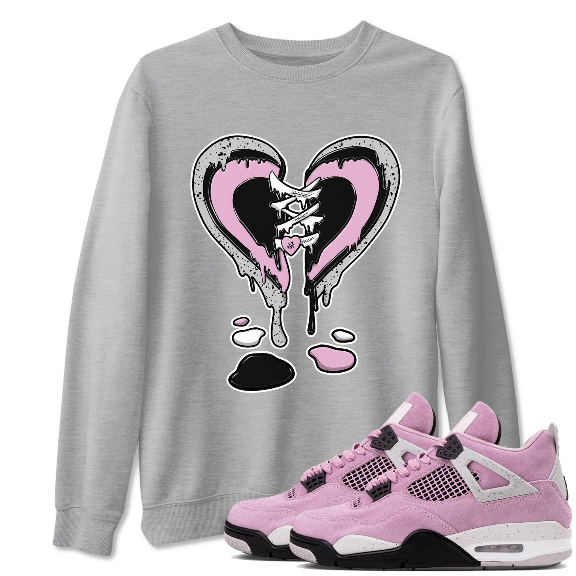 4s Retro Orchid shirts to match jordans Melting Heart sneaker match tees Air Jordan 4 WMNS Orchid match shoes to clothes SNRT Sneaker Tees unisex cotton Heather Grey 1 shirts
