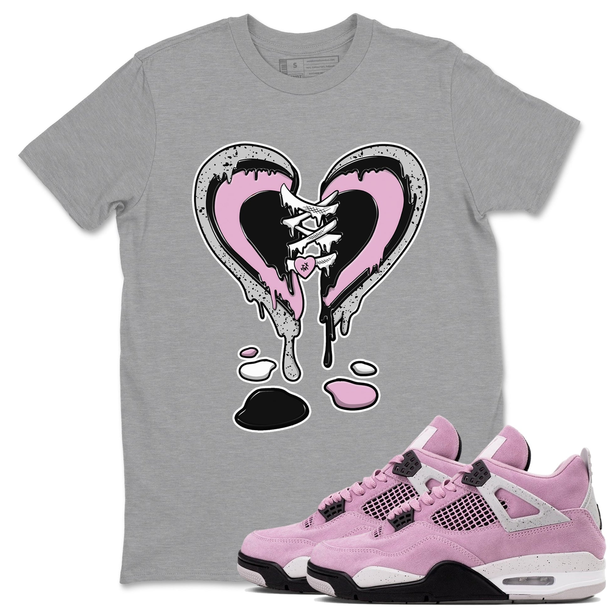 4s Retro Orchid shirts to match jordans Melting Heart sneaker match tees Air Jordan 4 WMNS Orchid match shoes to clothes SNRT Sneaker Tees unisex cotton Heather Grey 1 shirts