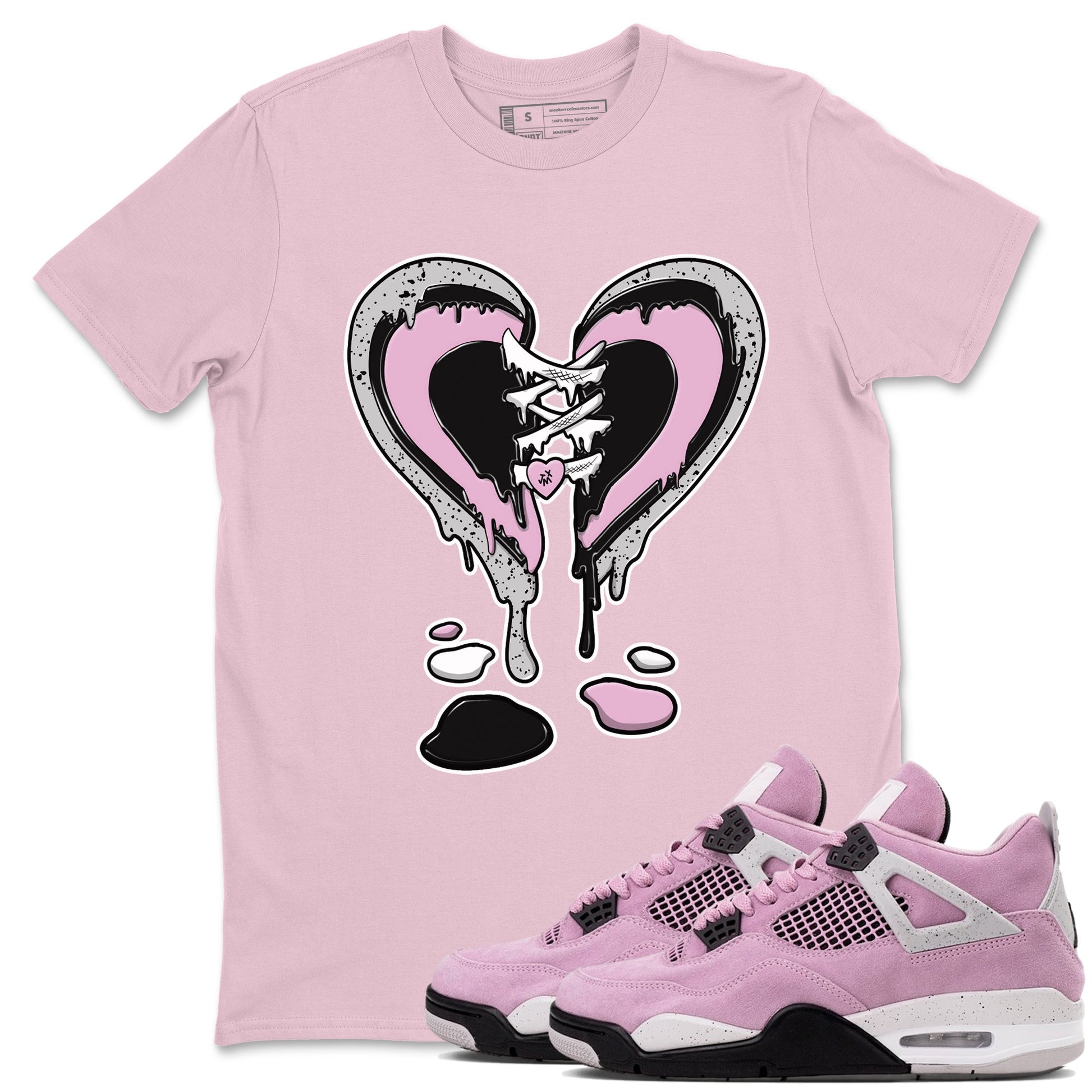 4s Retro Orchid shirts to match jordans Melting Heart sneaker match tees Air Jordan 4 WMNS Orchid match shoes to clothes SNRT Sneaker Tees unisex cotton Pink 1 shirts