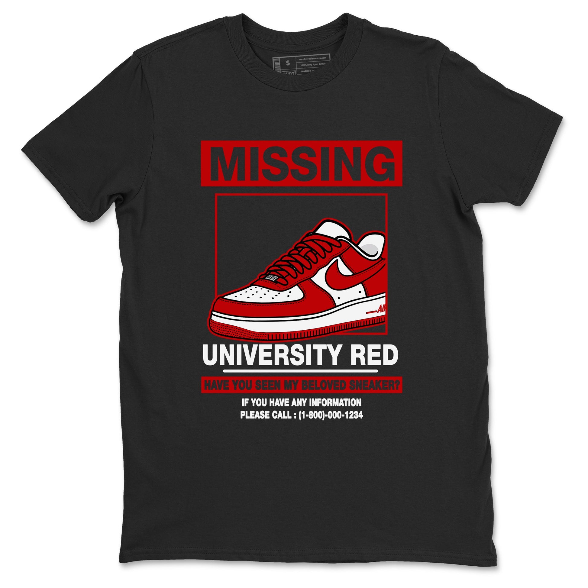 Missing Sneaker sneaker match t-shirt styled to complete your fit with the Air Force 1 University Red sneakers, shown in Black 2.