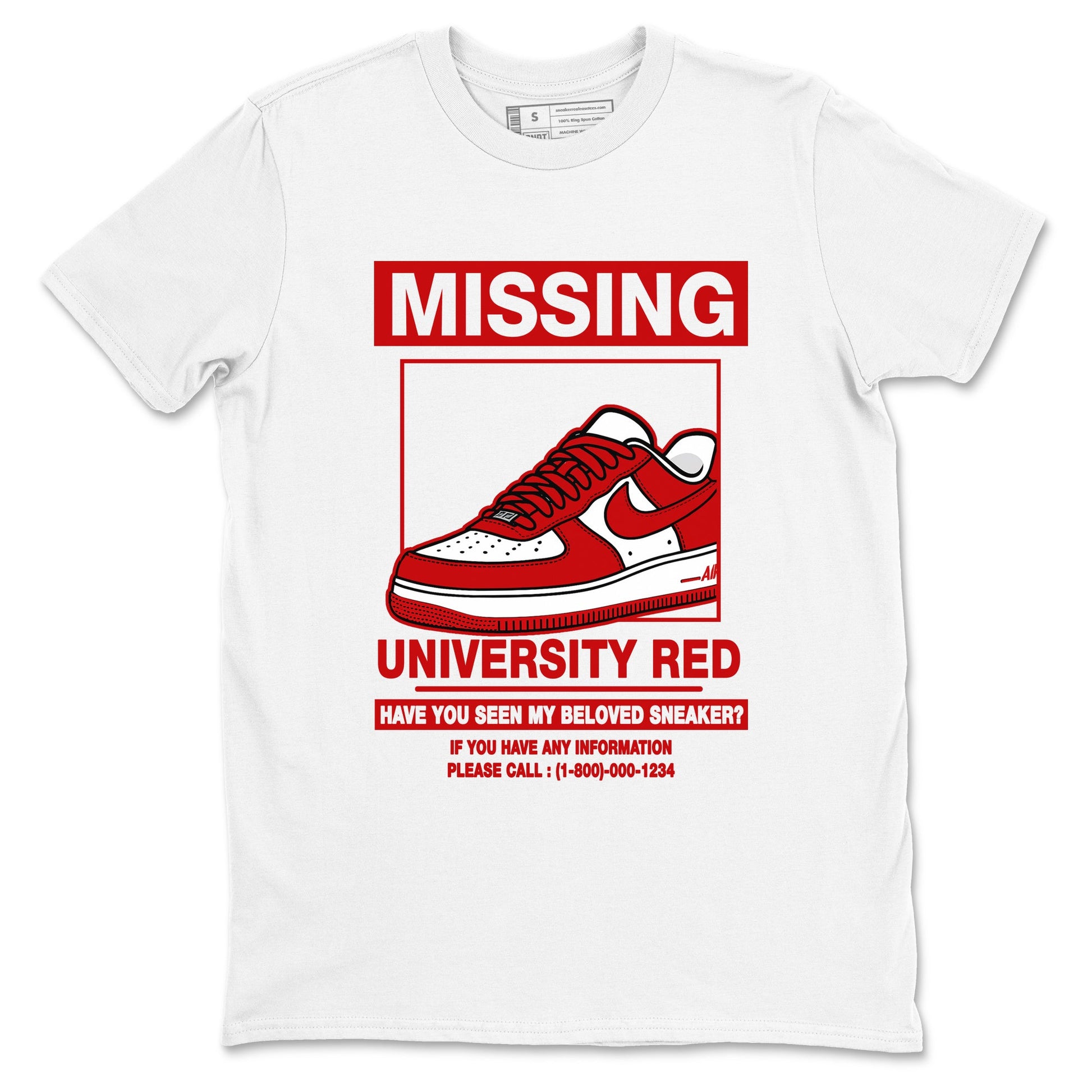 Missing Sneaker sneaker match t-shirt styled to complete your fit with the Air Force 1 University Red sneakers, shown in White 2.