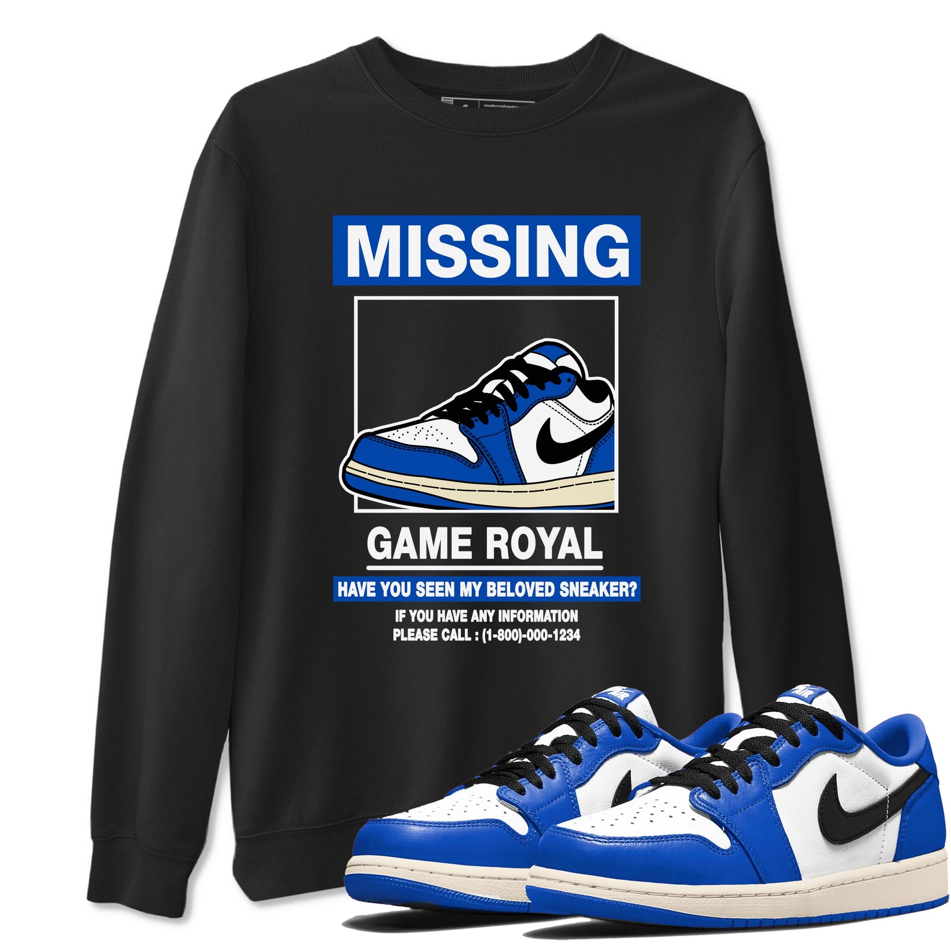1s Game Royal shirts to match jordans Missing Sneaker sneaker match tees Air Jordan 1 Retro Low OG Game Royal match shoes to clothes SNRT Sneaker Tees unisex cotton Black 1 shirts