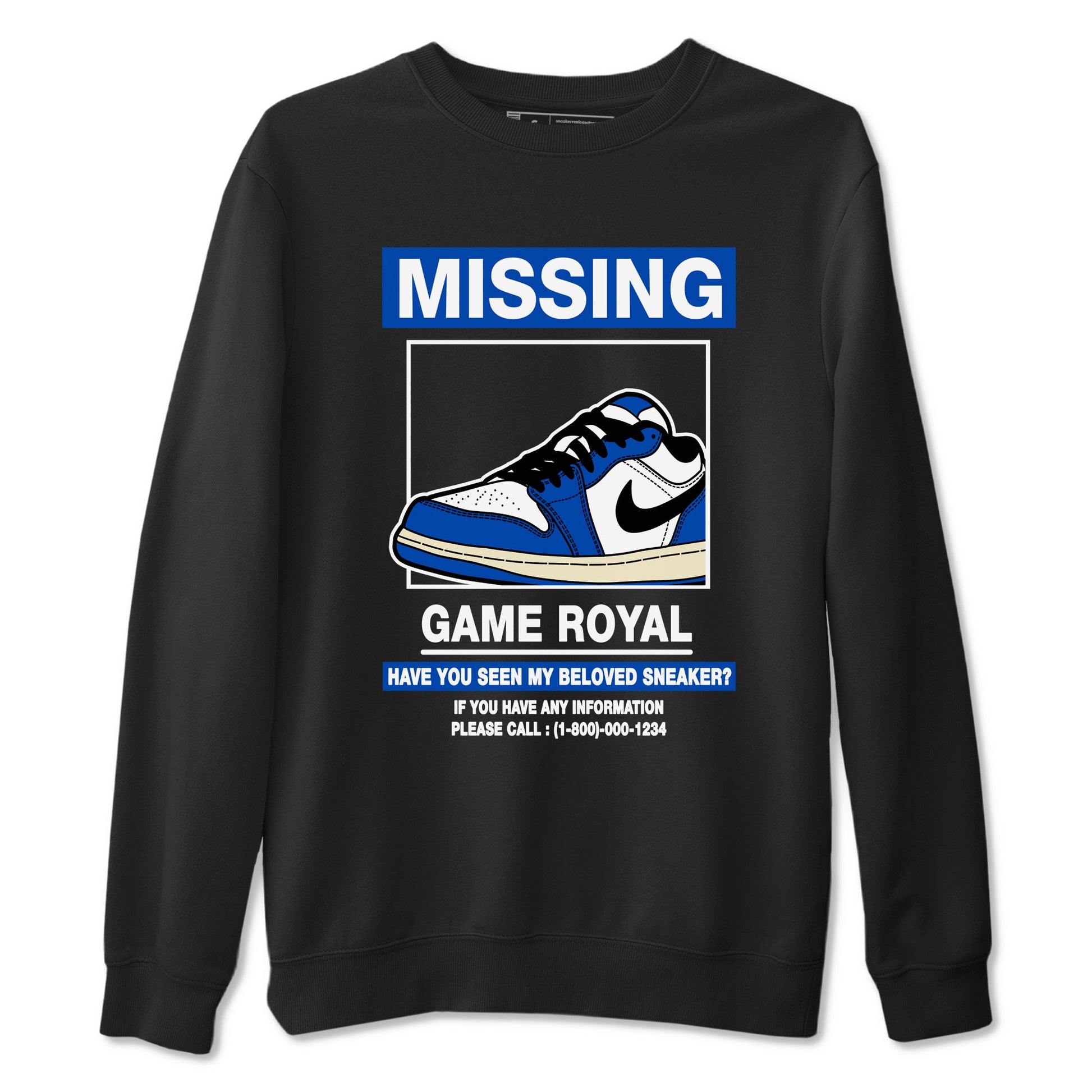 1s Game Royal shirts to match jordans Missing Sneaker sneaker match tees Air Jordan 1 Retro Low OG Game Royal match shoes to clothes SNRT Sneaker Tees unisex cotton Black 2 shirts