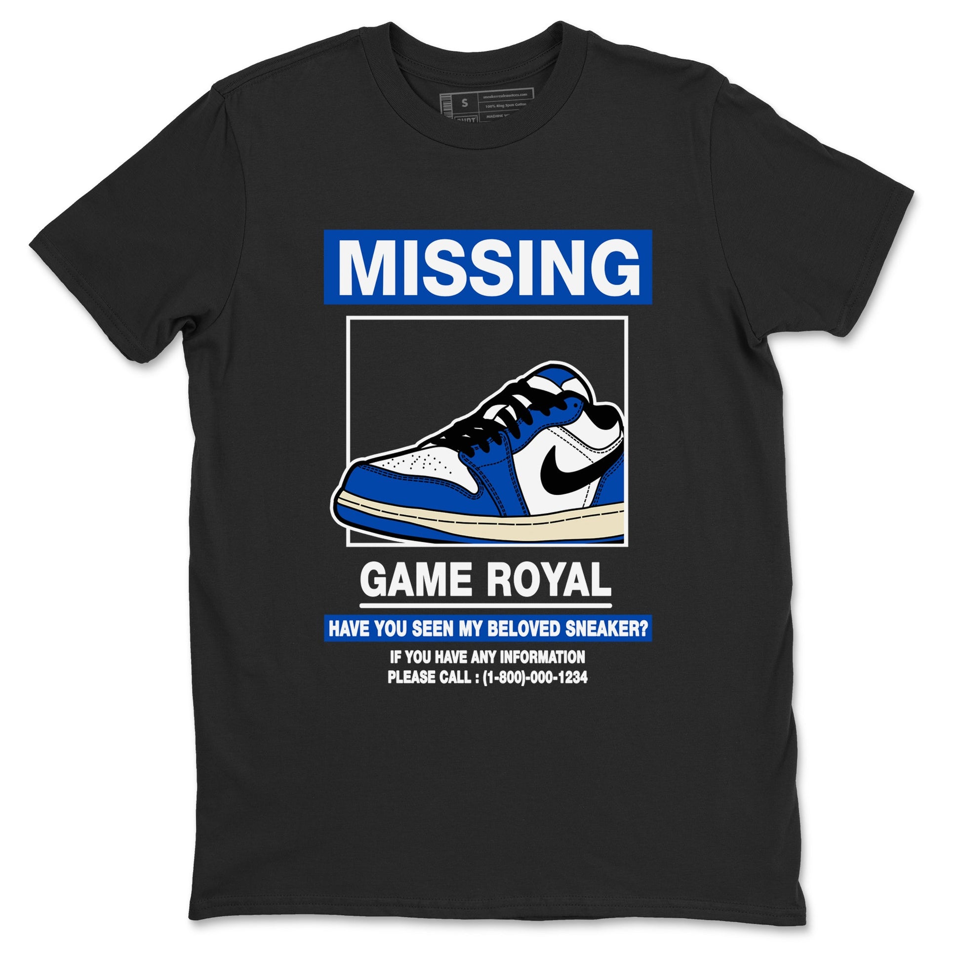 1s Game Royal shirts to match jordans Missing Sneaker sneaker match tees Air Jordan 1 Retro Low OG Game Royal match shoes to clothes SNRT Sneaker Tees unisex cotton Black 2 shirts