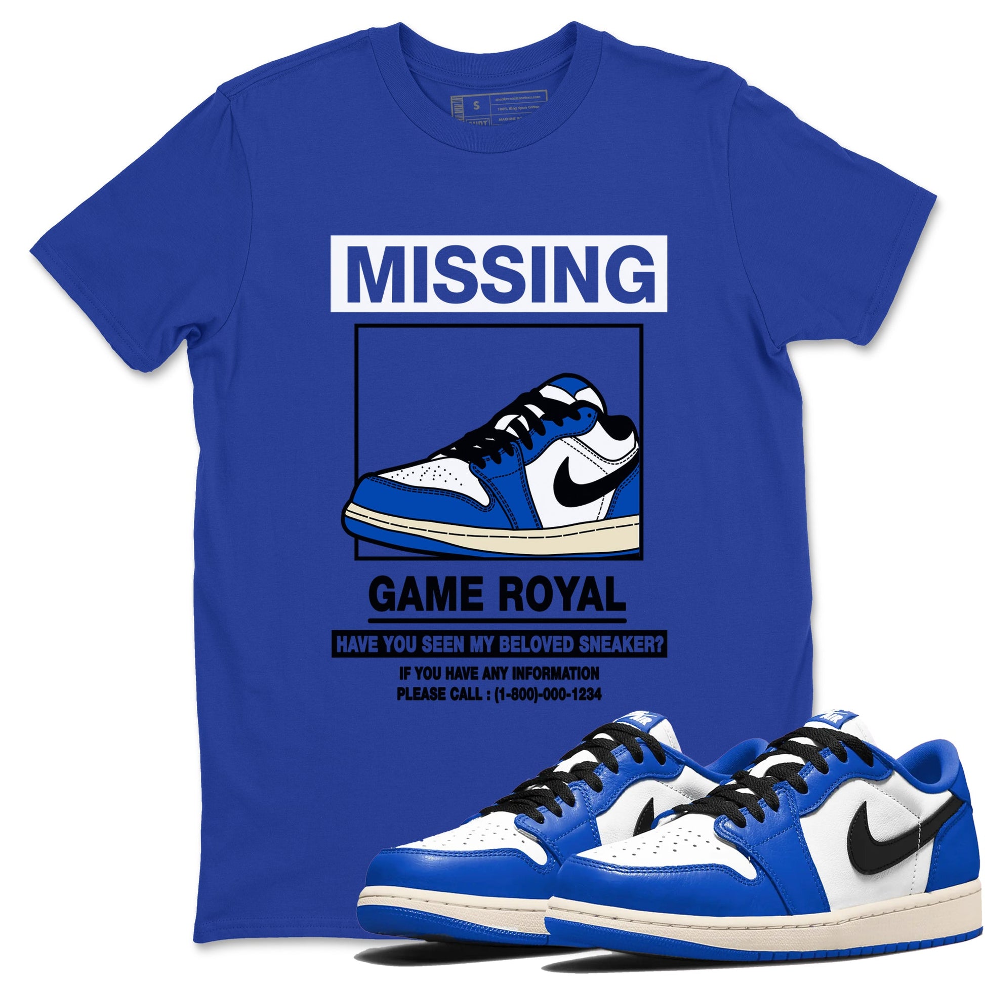 1s Game Royal shirts to match jordans Missing Sneaker sneaker match tees Air Jordan 1 Retro Low OG Game Royal match shoes to clothes SNRT Sneaker Tees unisex cotton Royal Blue 1 shirts