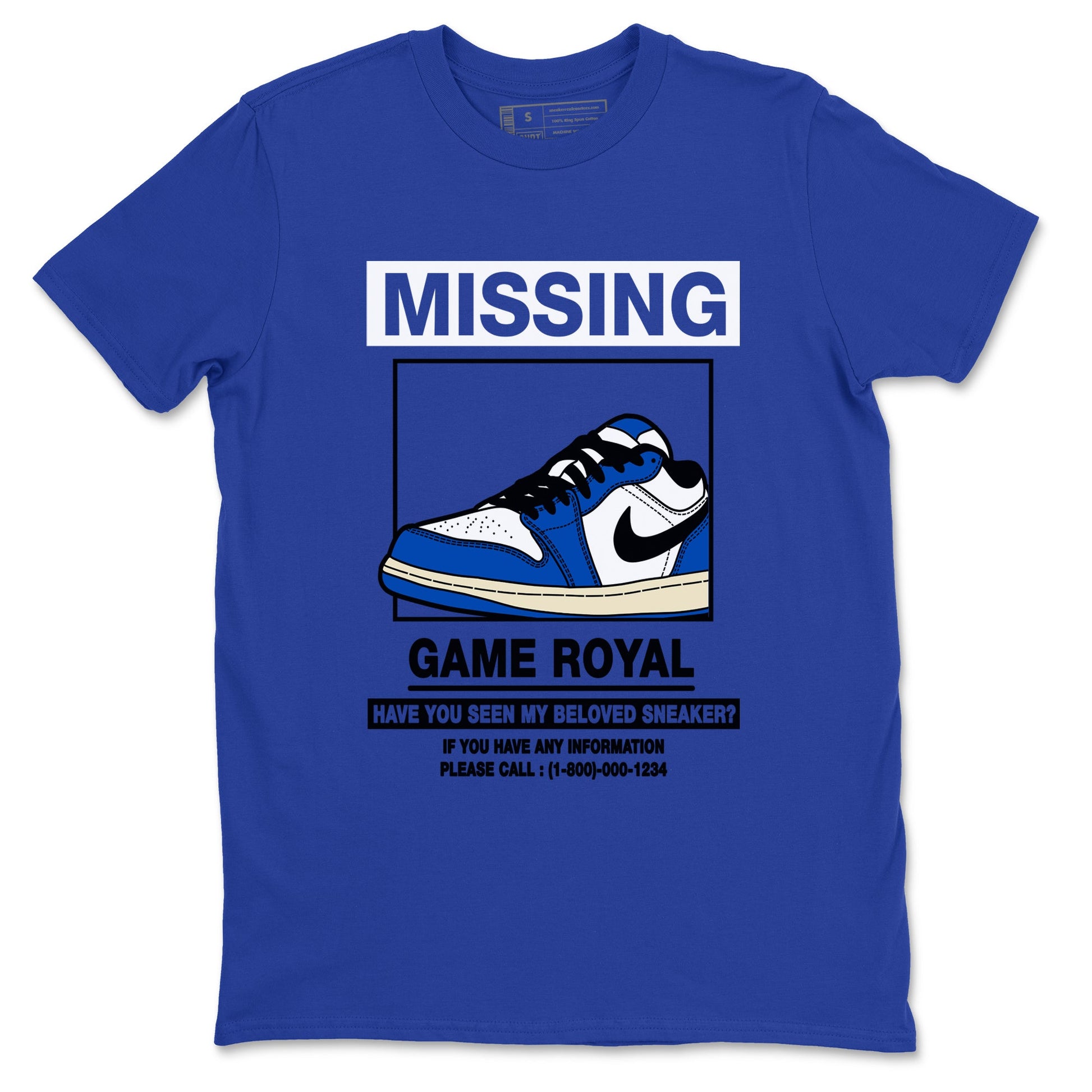 1s Game Royal shirts to match jordans Missing Sneaker sneaker match tees Air Jordan 1 Retro Low OG Game Royal match shoes to clothes SNRT Sneaker Tees unisex cotton Royal Blue 2 shirts