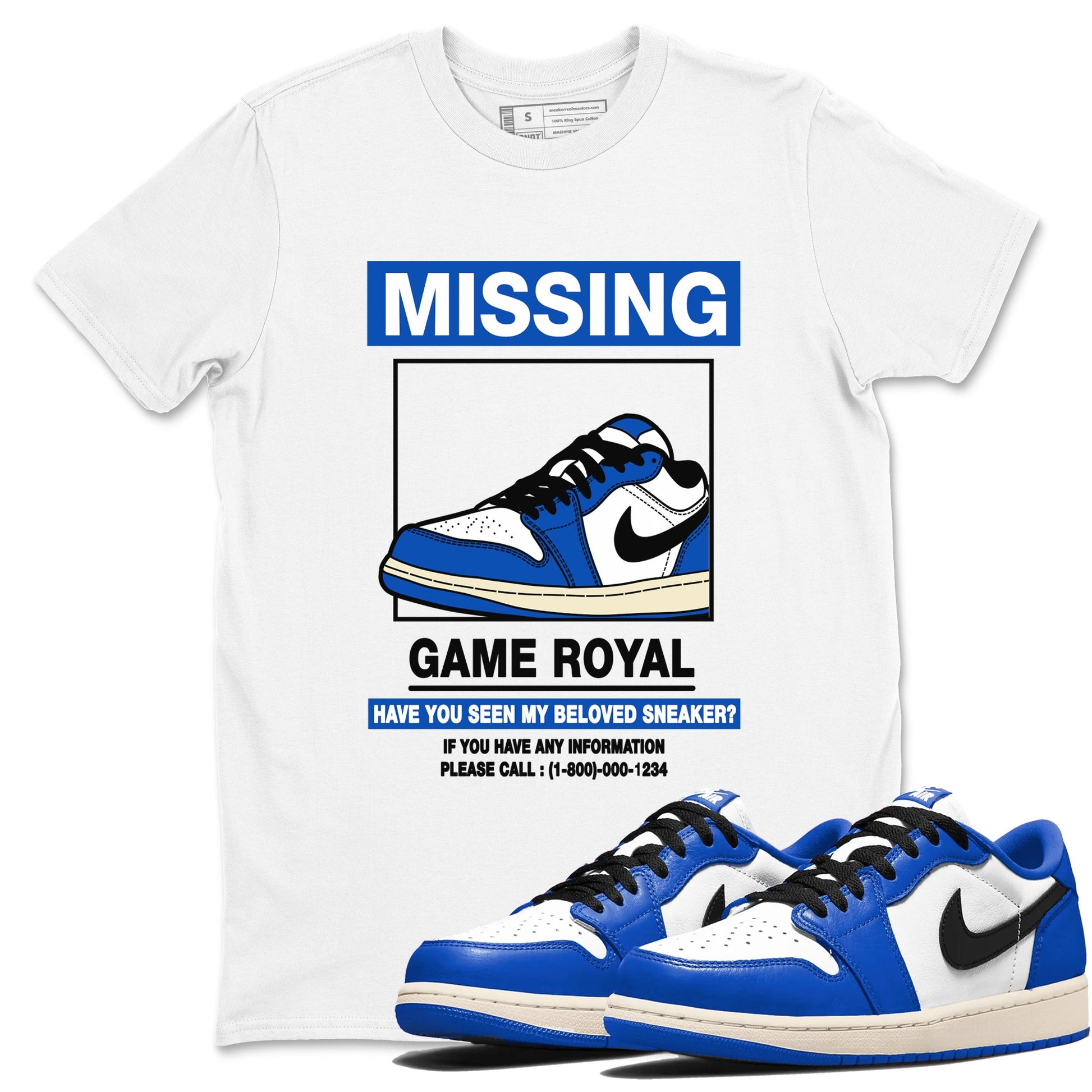 1s Game Royal shirts to match jordans Missing Sneaker sneaker match tees Air Jordan 1 Retro Low OG Game Royal match shoes to clothes SNRT Sneaker Tees unisex cotton White 1 shirts