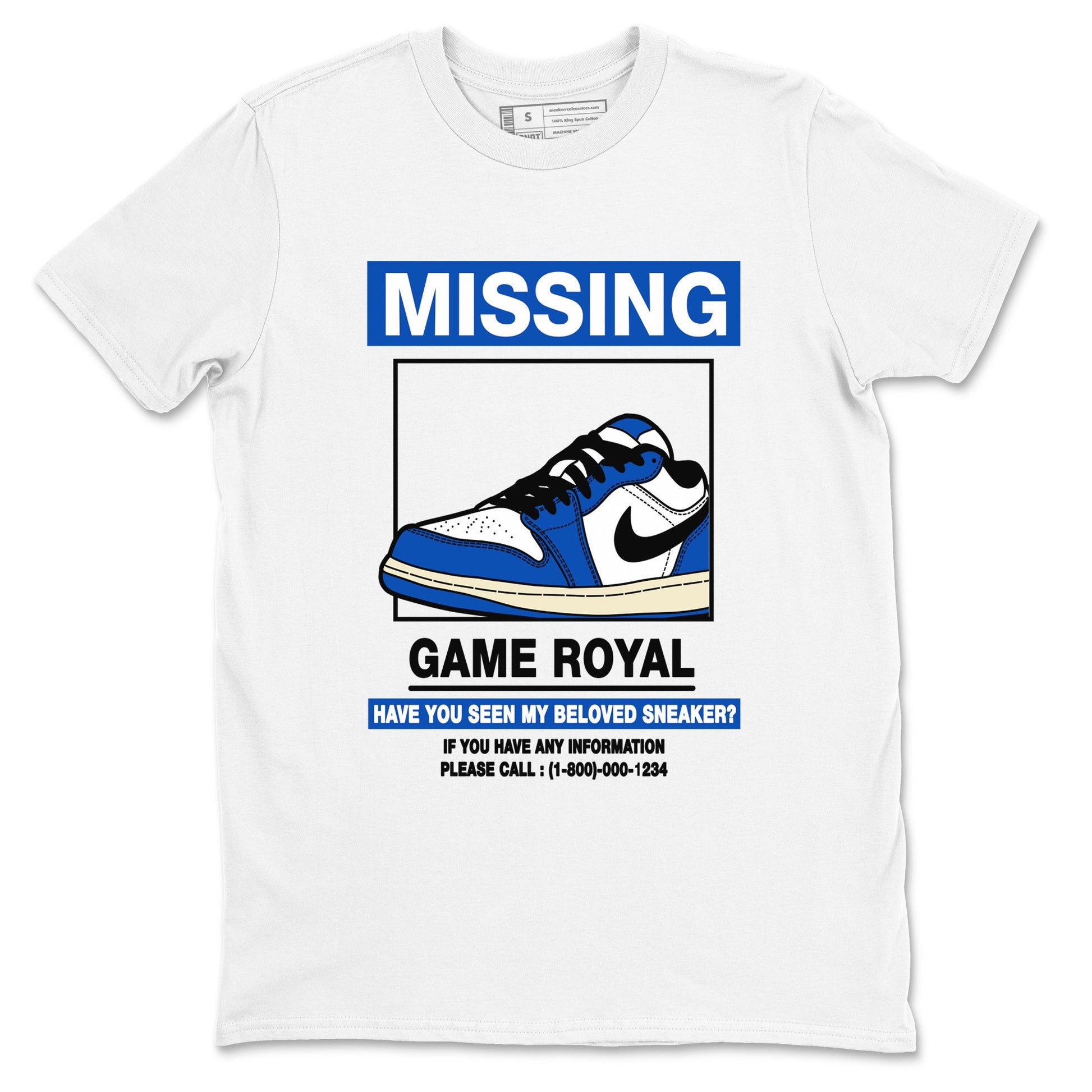1s Game Royal shirts to match jordans Missing Sneaker sneaker match tees Air Jordan 1 Retro Low OG Game Royal match shoes to clothes SNRT Sneaker Tees unisex cotton White 2 shirts
