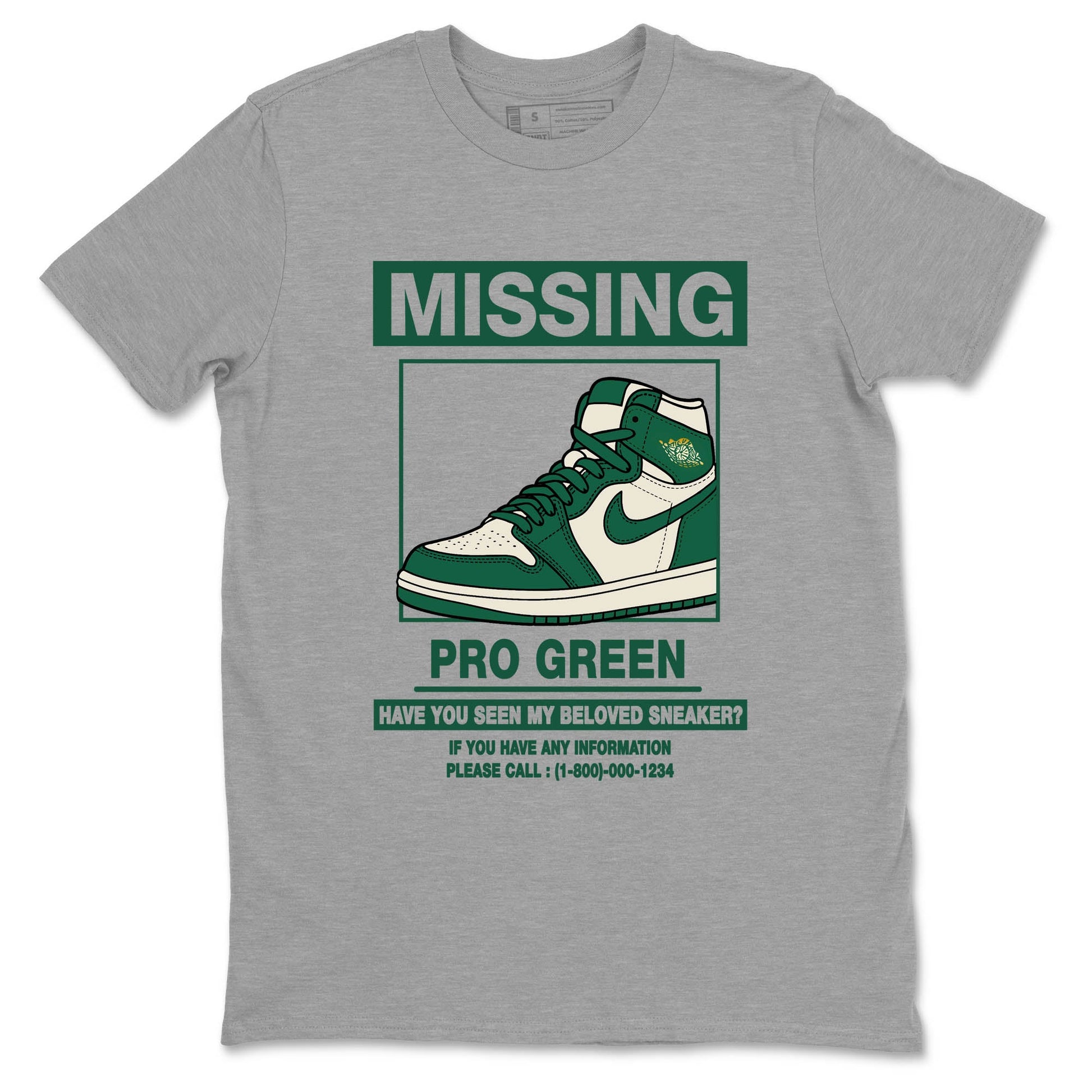 Sneaker Threads – Sneaker Tees To Match Air Jordan 1 Pro Green – Missing Sneaker Graphic Tee Heather Grey 2. Perfect for Jordan releases 2025 colorways.