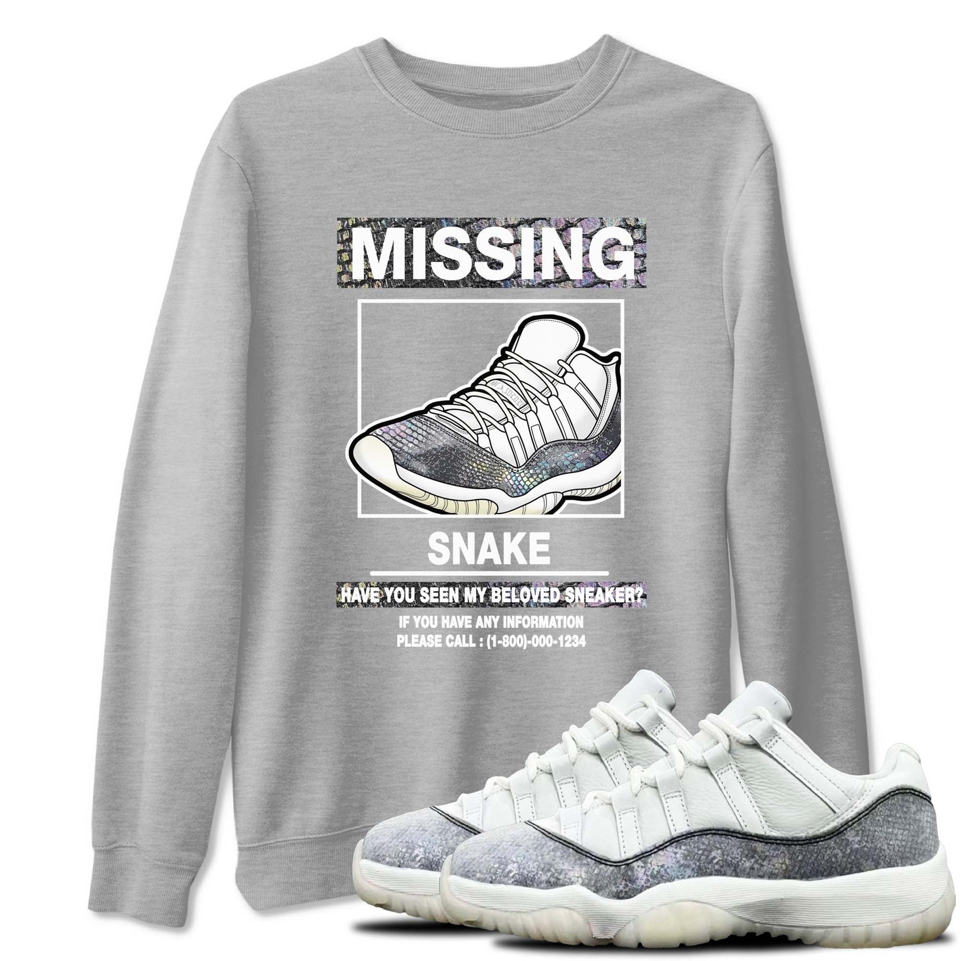 11s Year Of The Snake shirts to match jordans Missing Sneaker shirts to match jordans Air Jordan 11 Retro Low Year Of The Snake match shoes to clothes SNRT Sneaker Tees unisex cotton Heather Grey 1 shirts