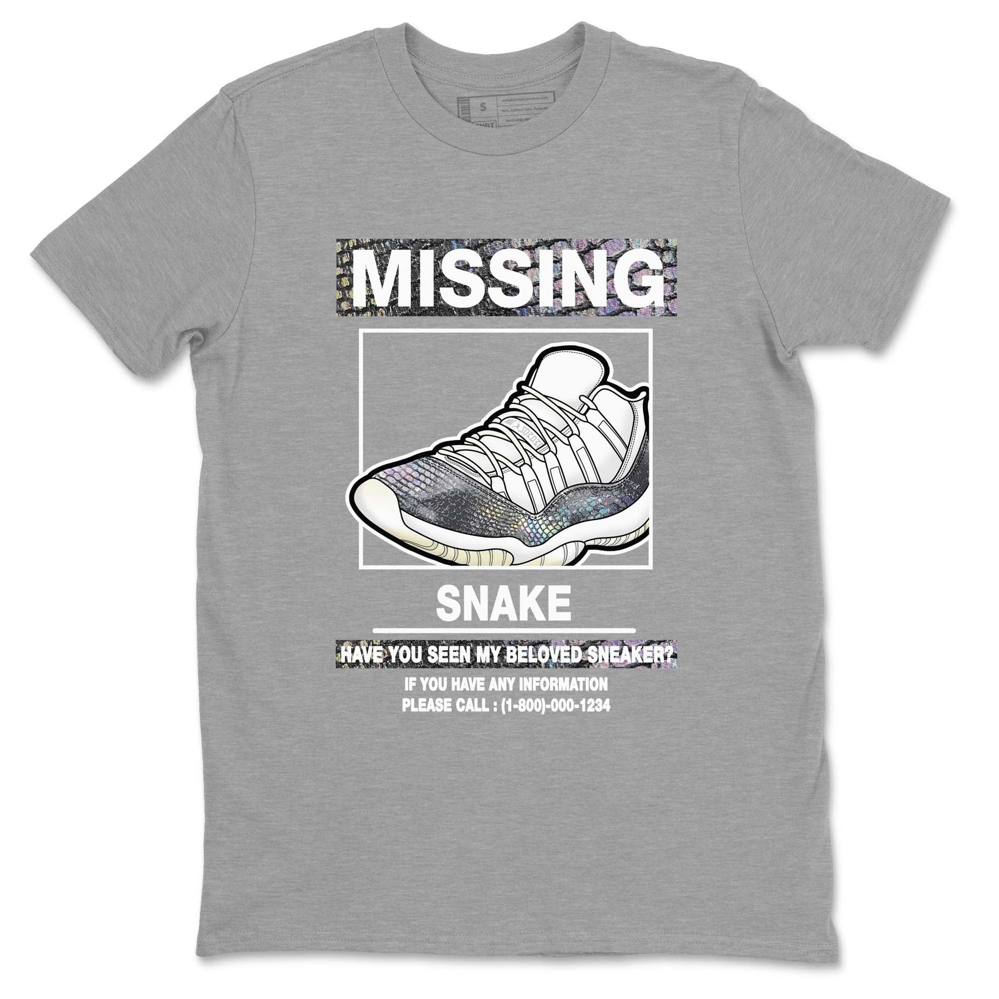 11s Year Of The Snake shirts to match jordans Missing Sneaker shirts to match jordans Air Jordan 11 Retro Low Year Of The Snake match shoes to clothes SNRT Sneaker Tees unisex cotton Heather Grey 2 shirts